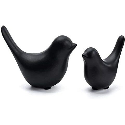 Xtore Creative Black Birds Matte Figurines Home Decorations Accessories (Pack of 2, Black)