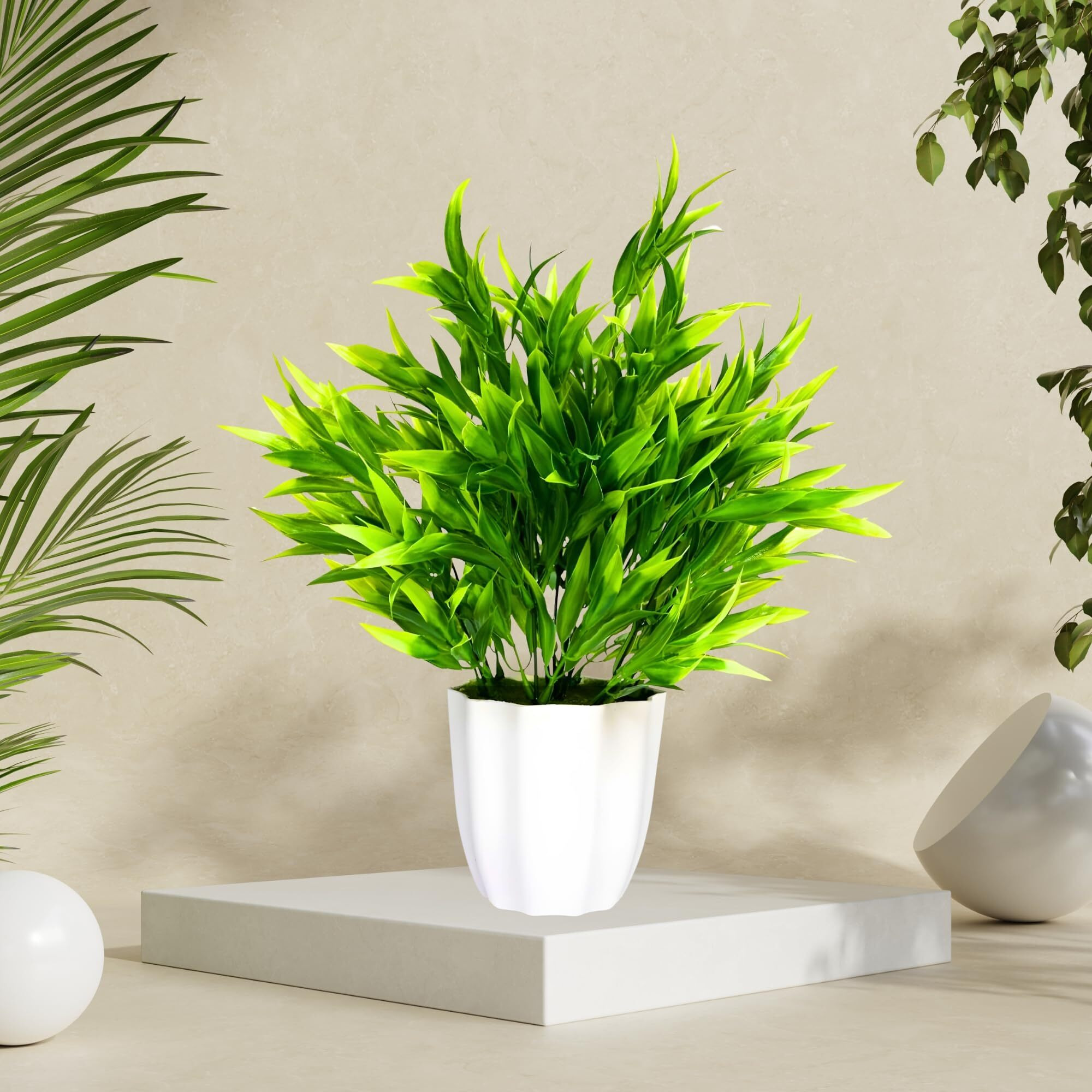 fancymart Artificial Bamboo Leaves Potted Plant Perfect for Home & Office Dcor