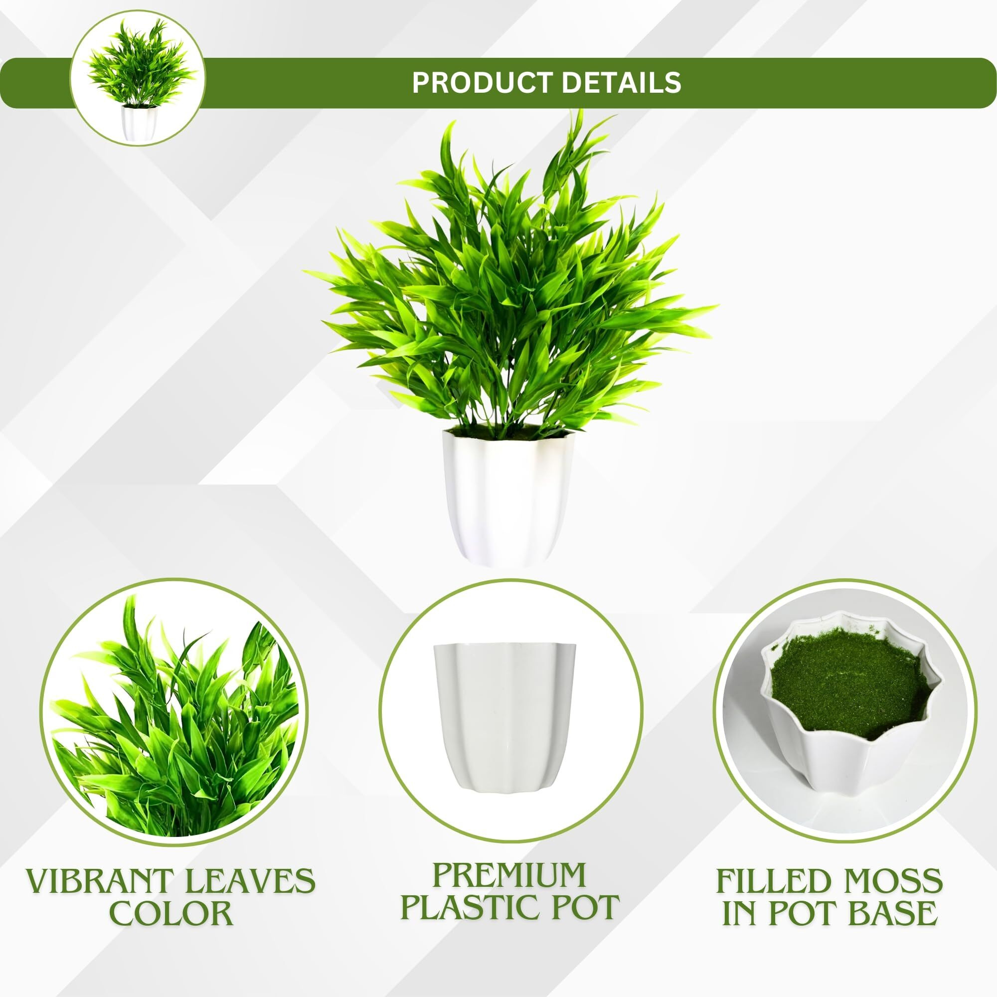 fancymart Artificial Bamboo Leaves Potted Plant Perfect for Home & Office Dcor