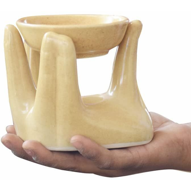 Pure Source India Oil Burner for Home, Office, with 1 Tea Light Candle, Made by Porcelain (Dotted Brown)