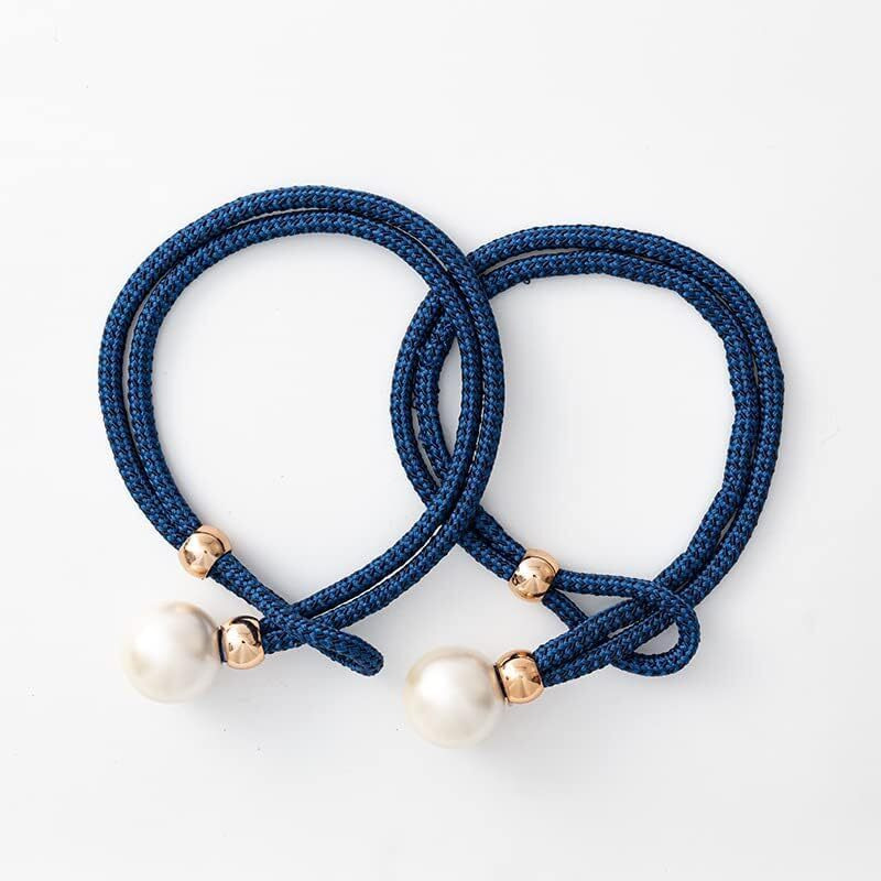 Home Cloud Adjustable Length Braided Rope Indoor Home Decor Hanging Ball Curtain Tieback (Blue)
