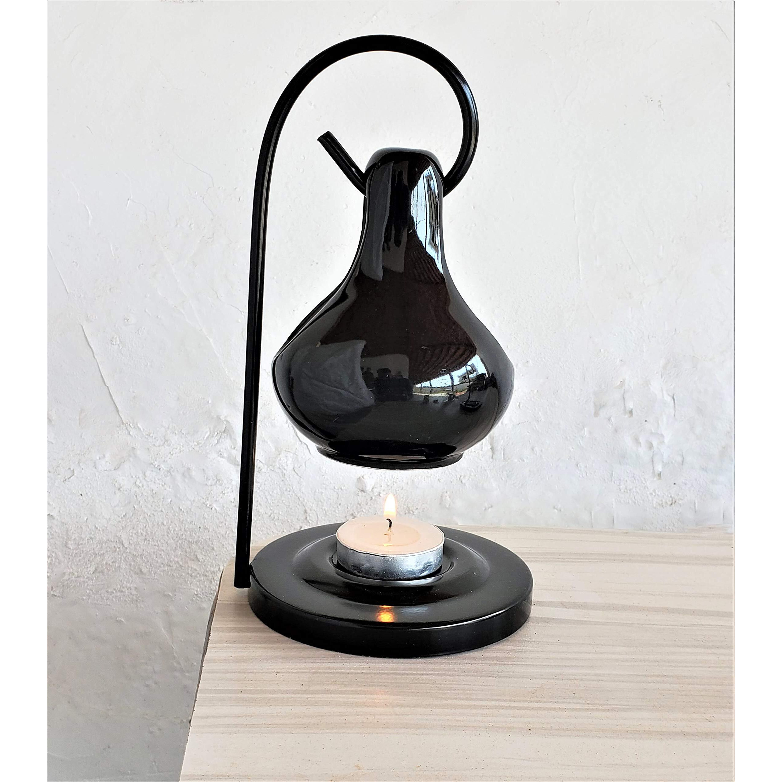 Pure Source India Ceramic Aroma Oil Diffuser Hanging Burner for Home Fragrance Decoration and Gifting, 4 x 8 Inch (Hanging - Black)