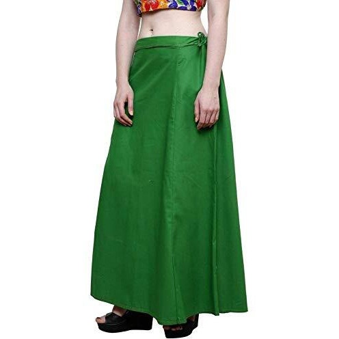 Ridhi and Sidhi Womens Cotton Best Plain Solid Indian Stitched Saree Petticoats (Green, 40)