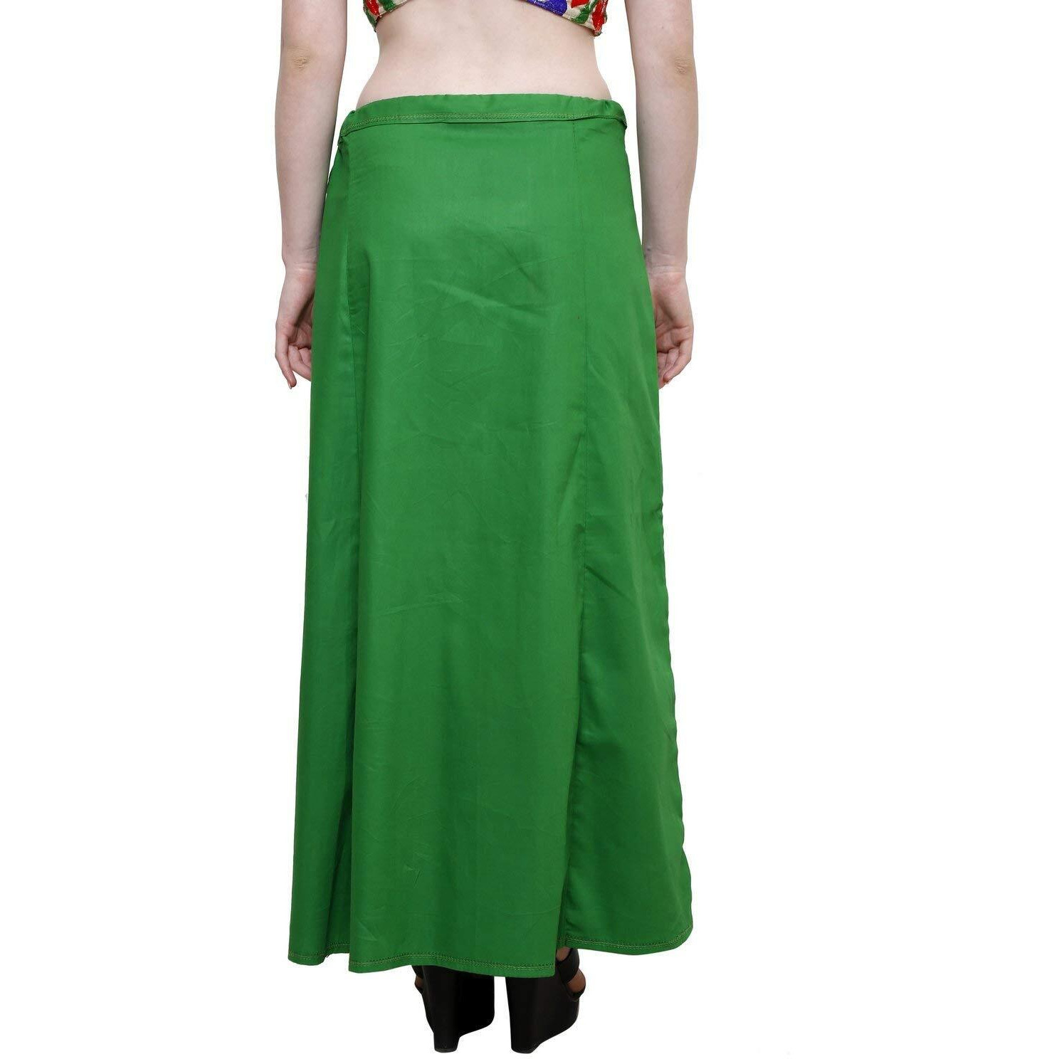 Ridhi and Sidhi Womens Cotton Best Plain Solid Indian Stitched Saree Petticoats (Green, 40)