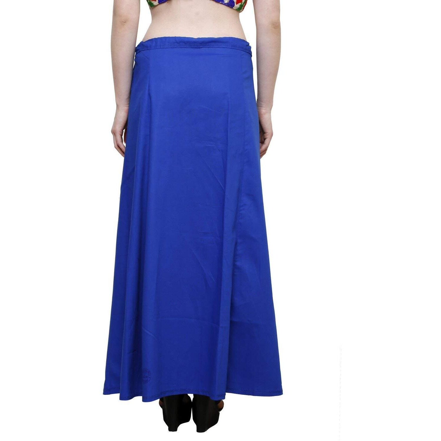 Ridhi and Sidhi Womens Cotton Plain Solid Stitched Saree Petticoats (Navy Blue, 40)
