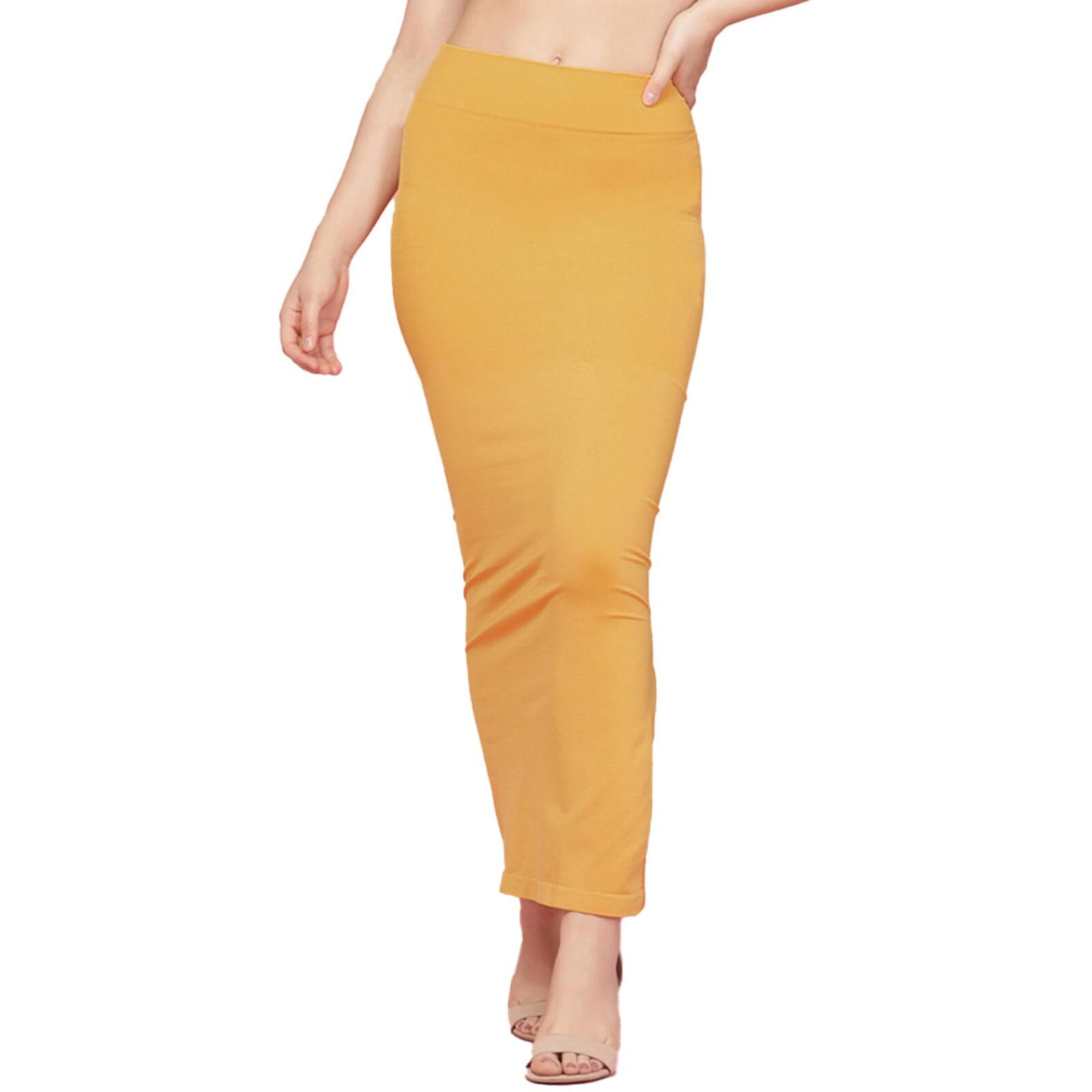 Clovia Womens Petticoat Style Saree Shapewear with Side Slit (SW0023P07_Yellow_L)