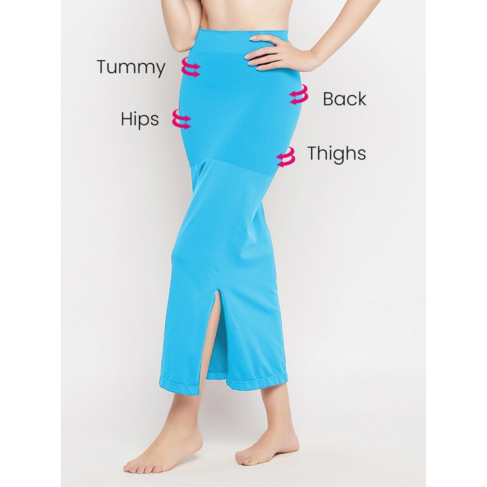 Clovia Womens Petticoat Style Saree Shapewear with Side Slit (SW0023P47_Blue_L)