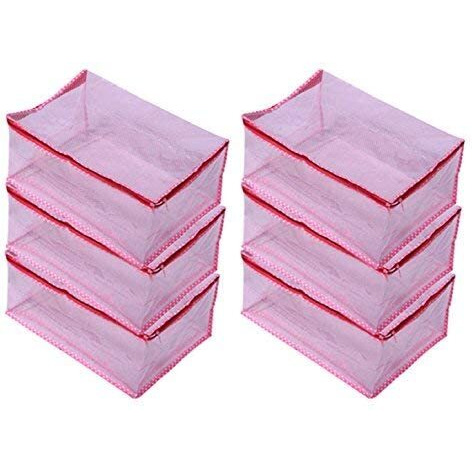 Kuber Industries 6 Piece PVC Saree Cover Set, Pink