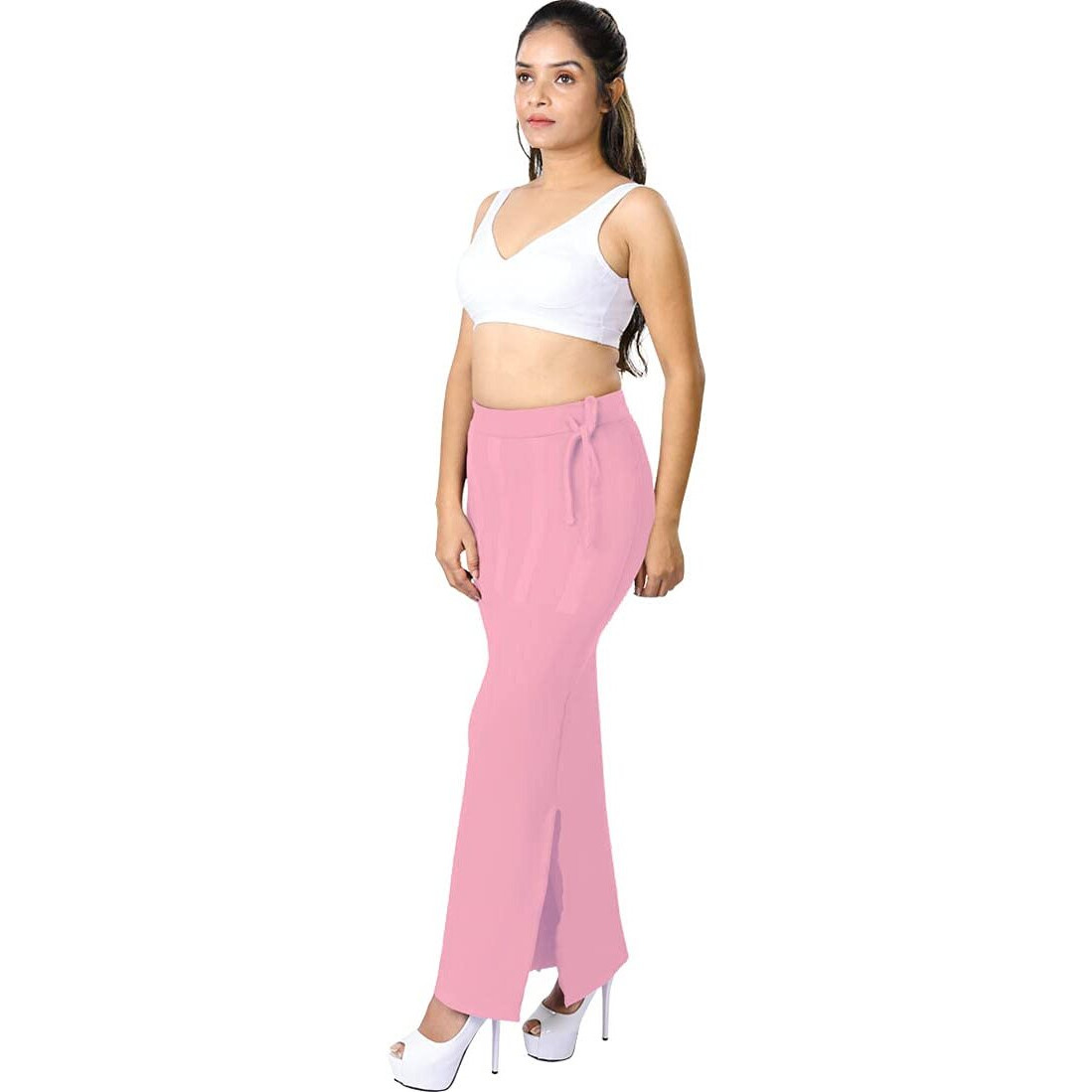 dermawear Women Blended Fabric Saree Shapewear Petticoat (Light Pink 5XL)