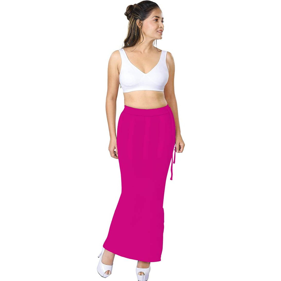 dermawear Women Blended Fabric Saree Shapewear Petticoat (Dark Pink 4XL)