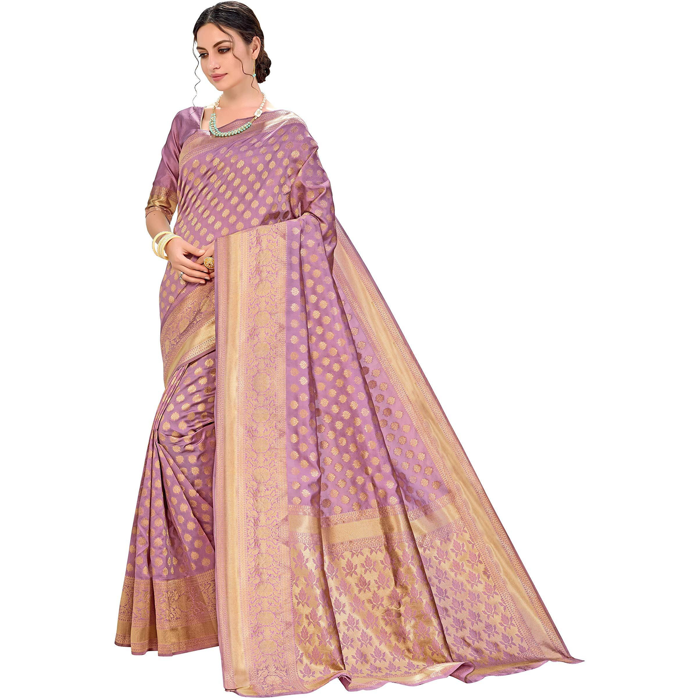Glory Sarees Womens Jacquard Art Silk Kanchipuram Saree (kara115pastelpink_Pastel Pink)