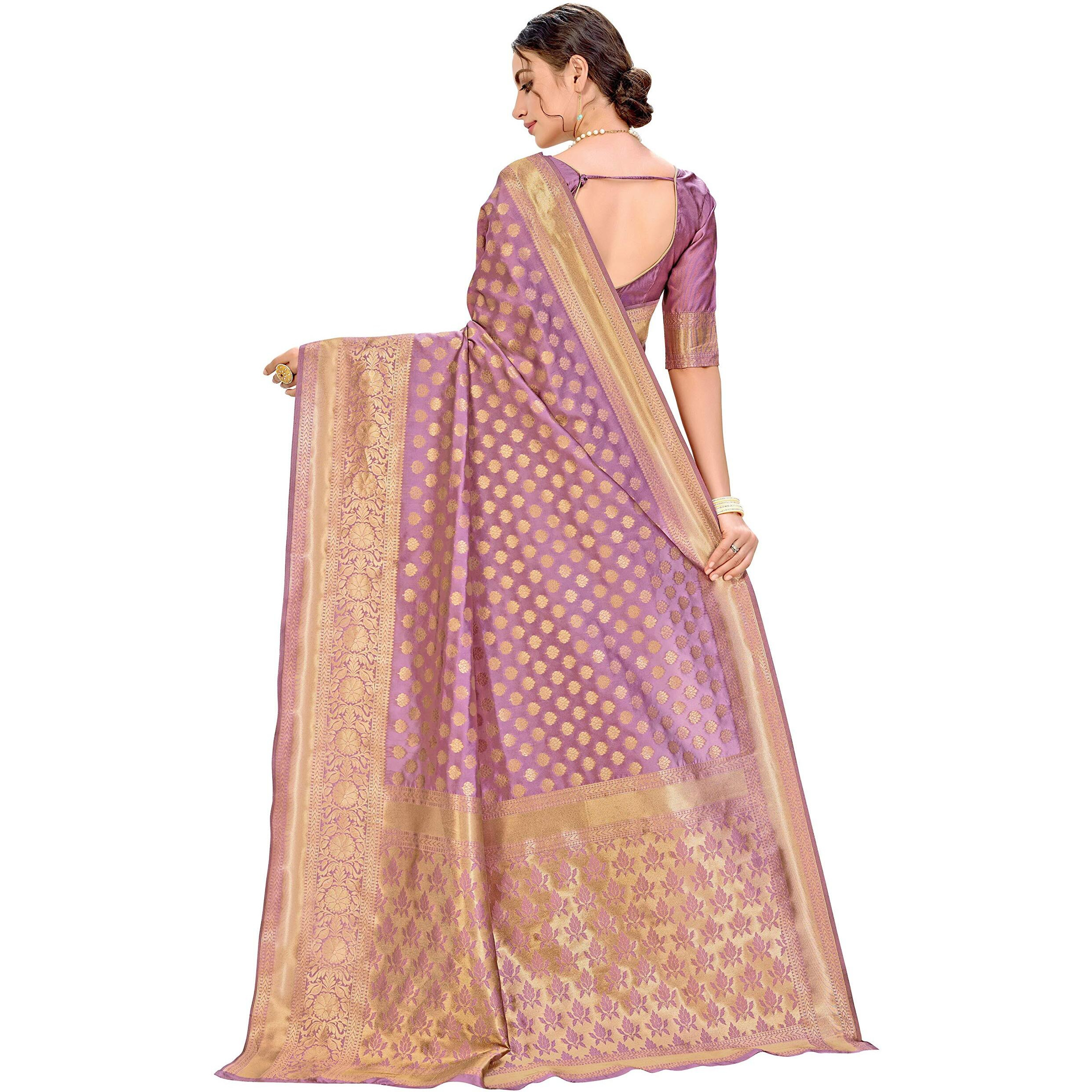 Glory Sarees Womens Jacquard Art Silk Kanchipuram Saree (kara115pastelpink_Pastel Pink)