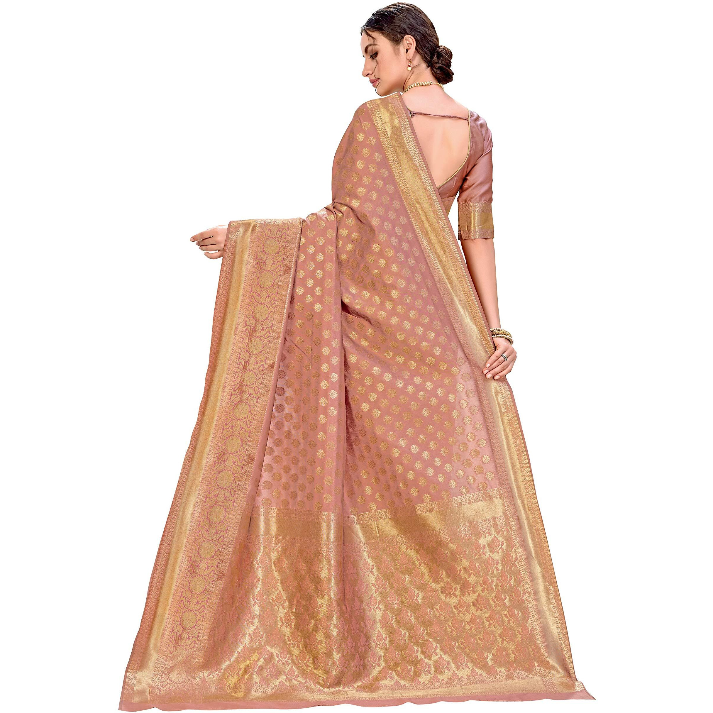 Glory Sarees Womens kanchipuram Art Silk Saree With Blouse Piece (kara115copper_Copper)