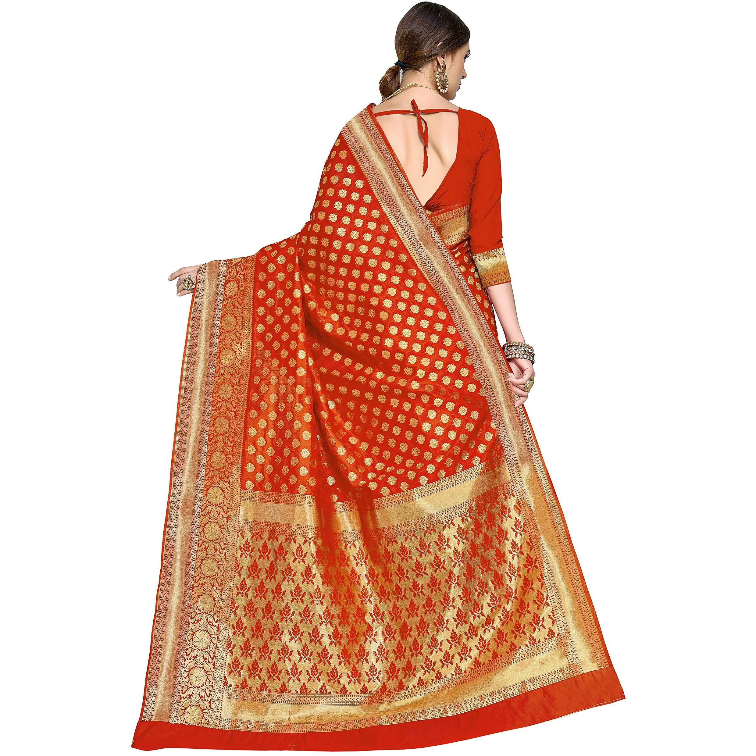 Glory Sarees Womens Kanchipuram Art Silk Saree With Blouse Piece (kara115orange_Orange)