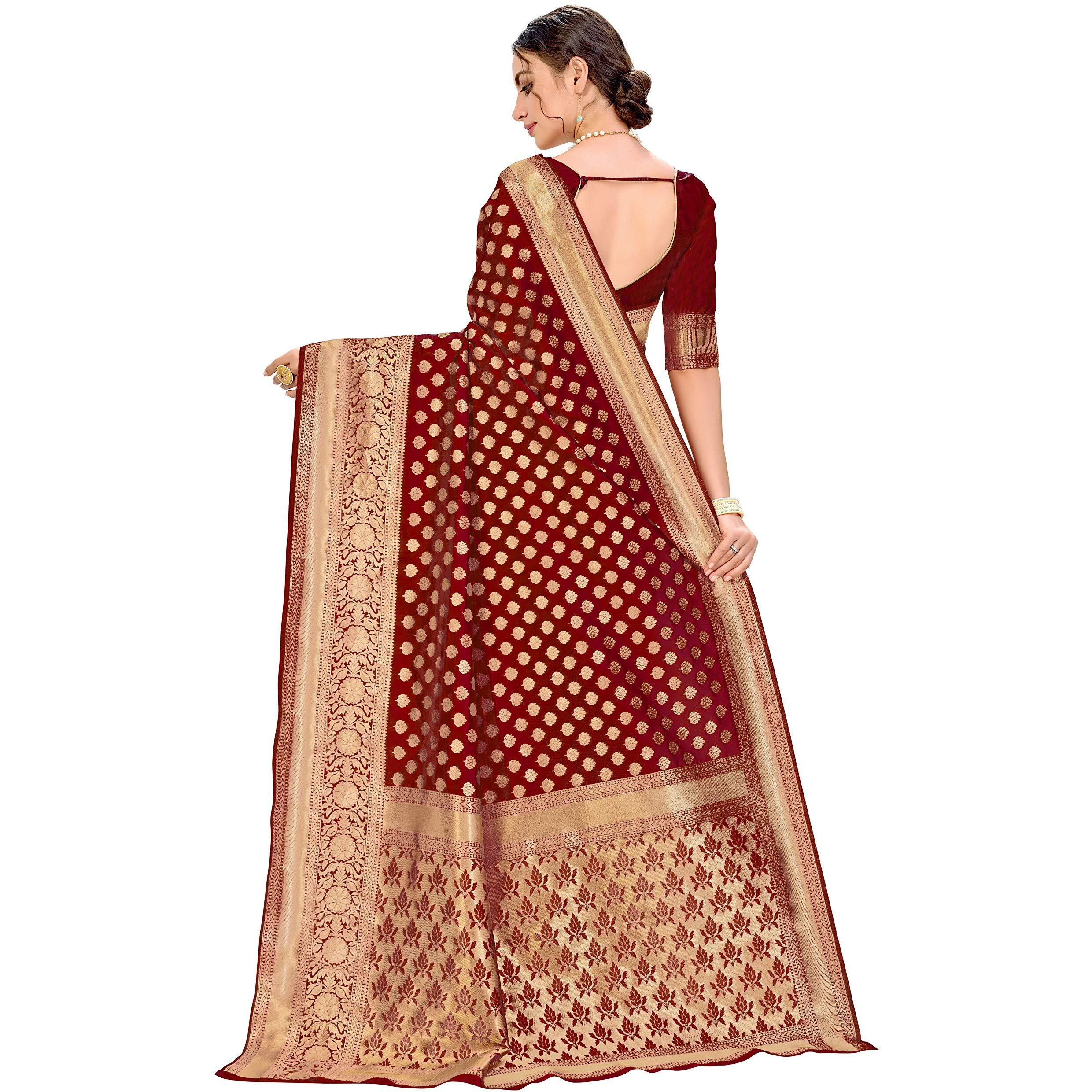 Glory Sarees Womens Jacquard Art Silk Kanchipuram Saree (kara115maroon_Maroon)