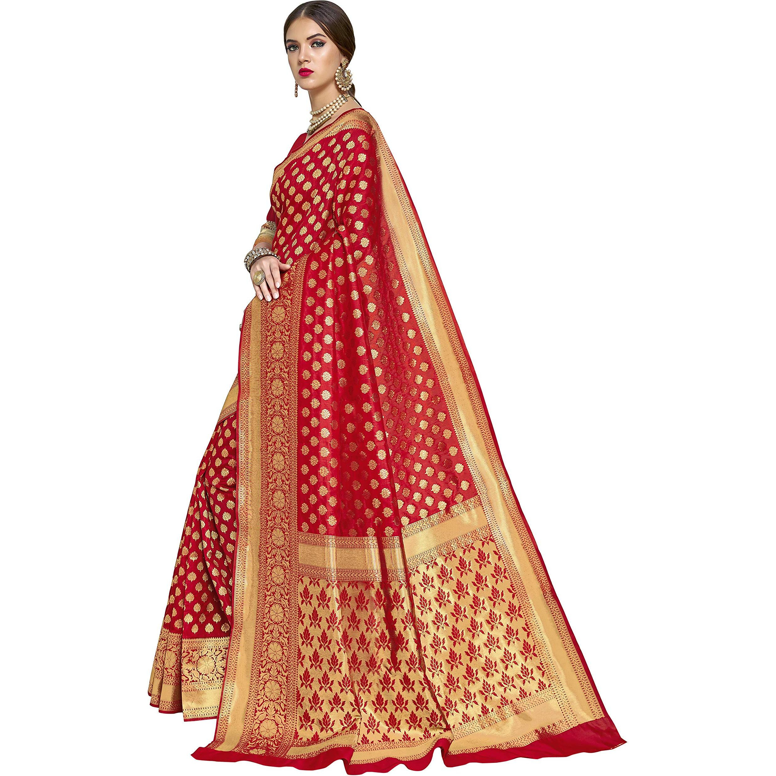 Glory Sarees Womens Art Silk Kanchipuram Saree (kara115red_Red)