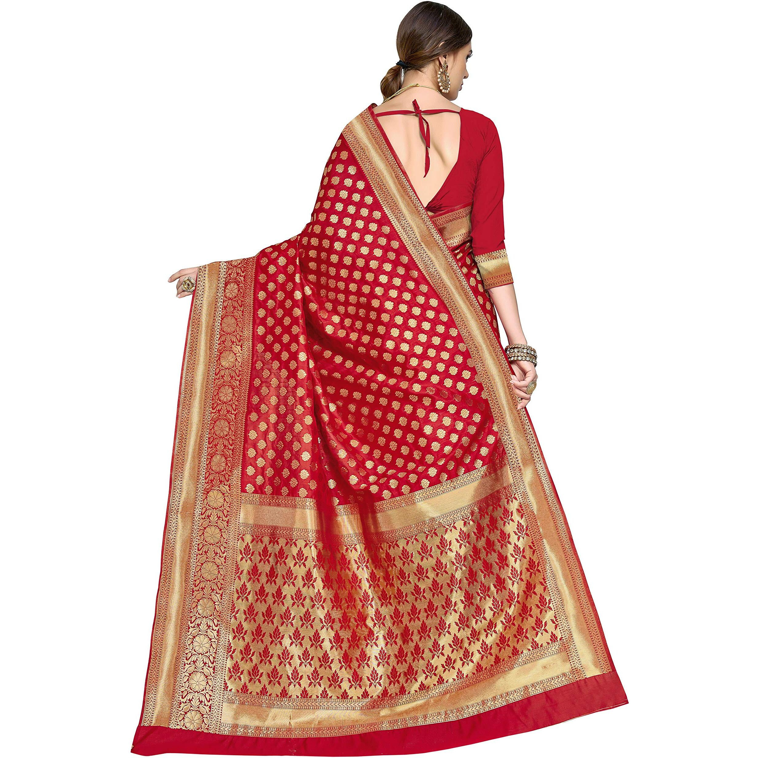 Glory Sarees Womens Art Silk Kanchipuram Saree (kara115red_Red)
