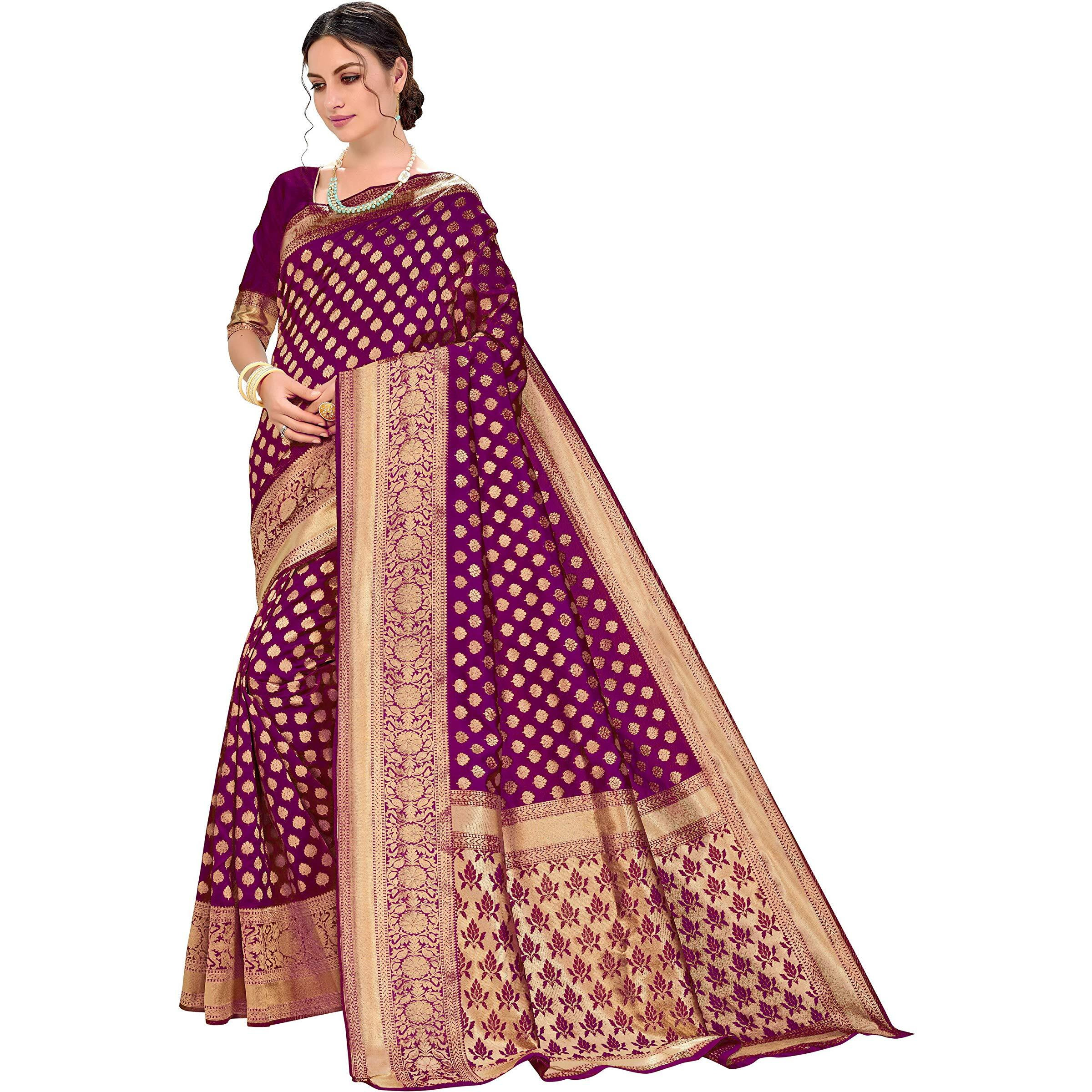 Glory Sarees Womens Art Silk Kanchipuram Saree (kara115wine_Wine)