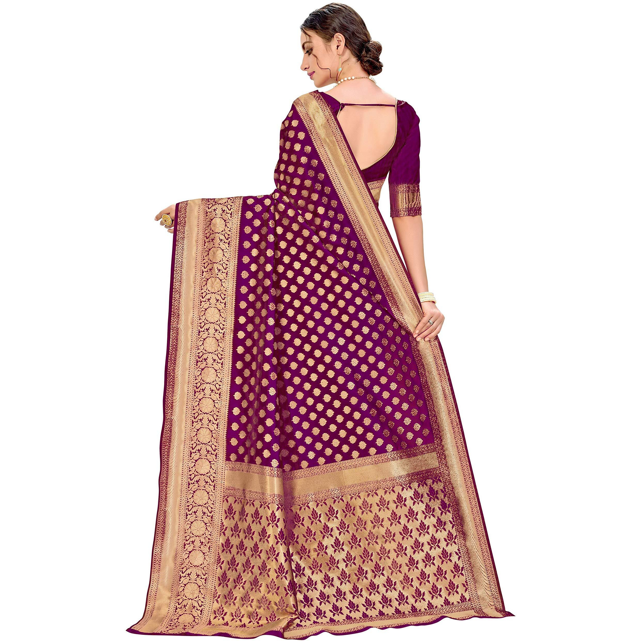 Glory Sarees Womens Art Silk Kanchipuram Saree (kara115wine_Wine)