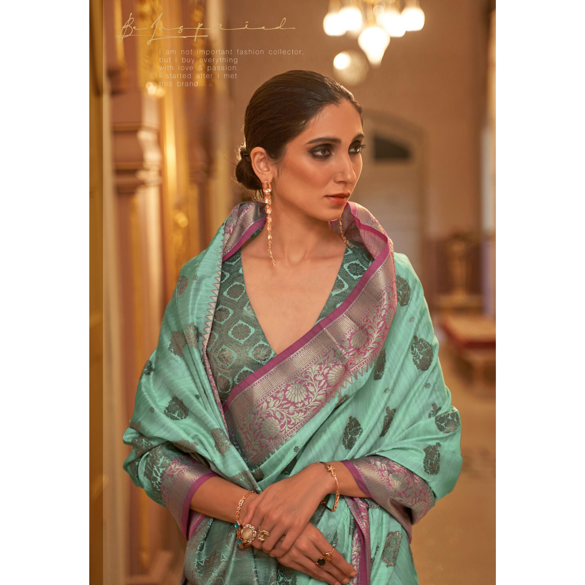 SGF11-Womens Kanjivaram Soft Silk Handloom Saree Golden Zari With Blouse Piece (Sea Green)