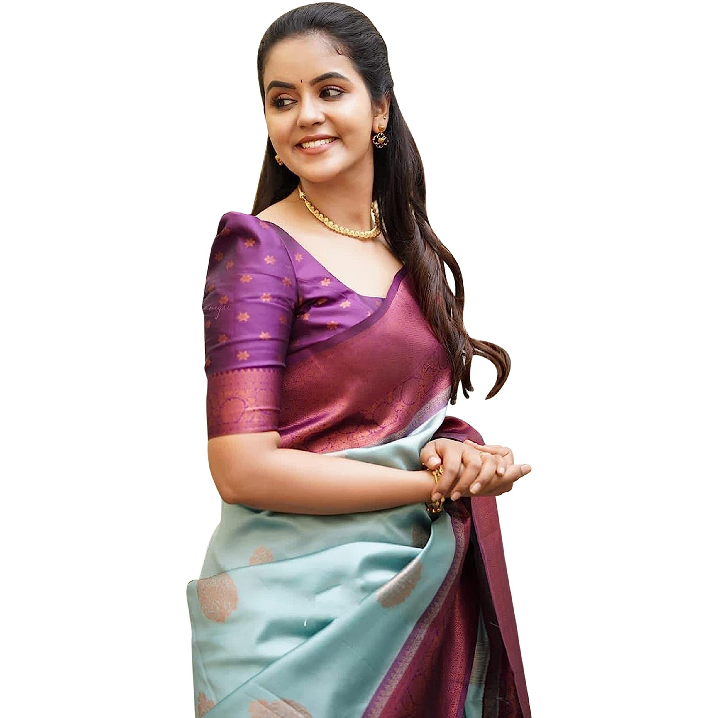Shiv Textiles Womens Banarasi Silk Saree with Blouse Perfect for Every Occasion Sky Blue