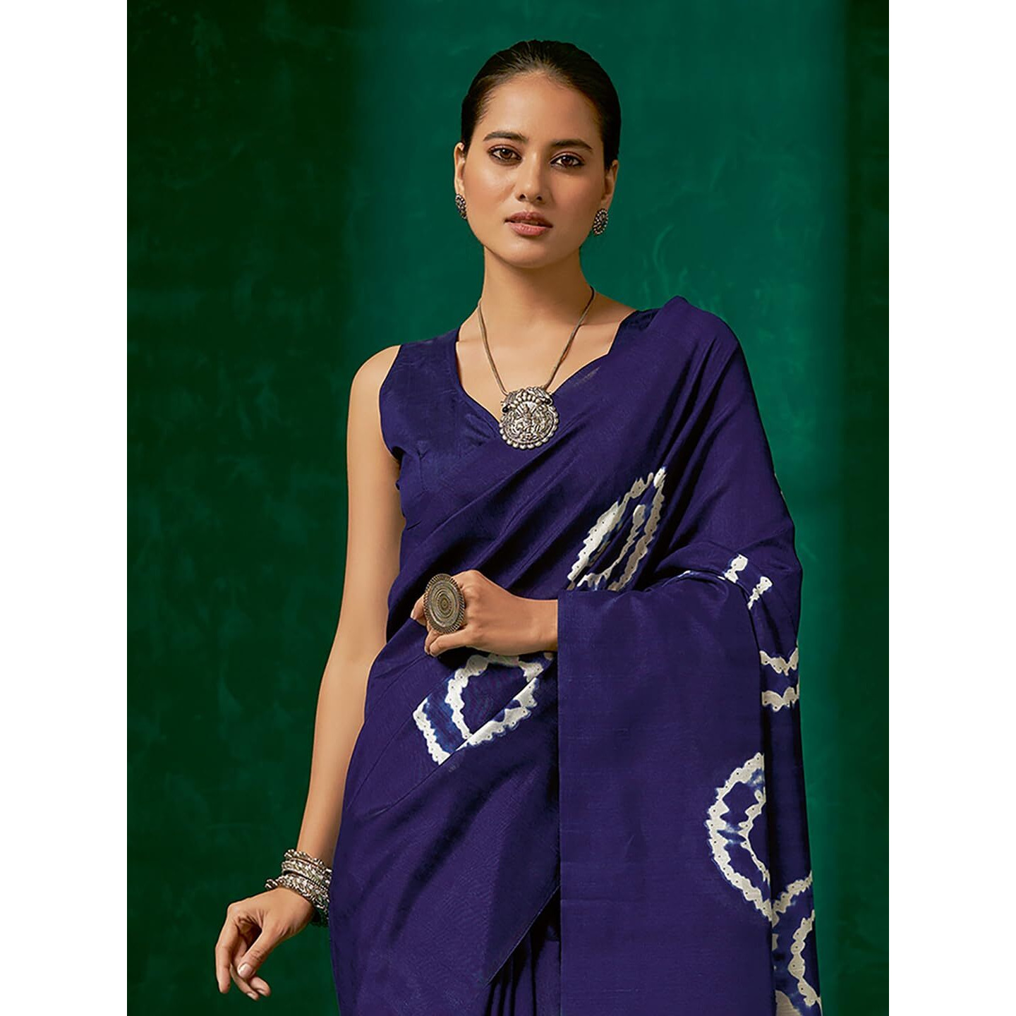 AKHILAM Womens Printed Bhagalpuri Silk Saree With Unstitched Blouse Piece (Purple_23WOM23911_HS)