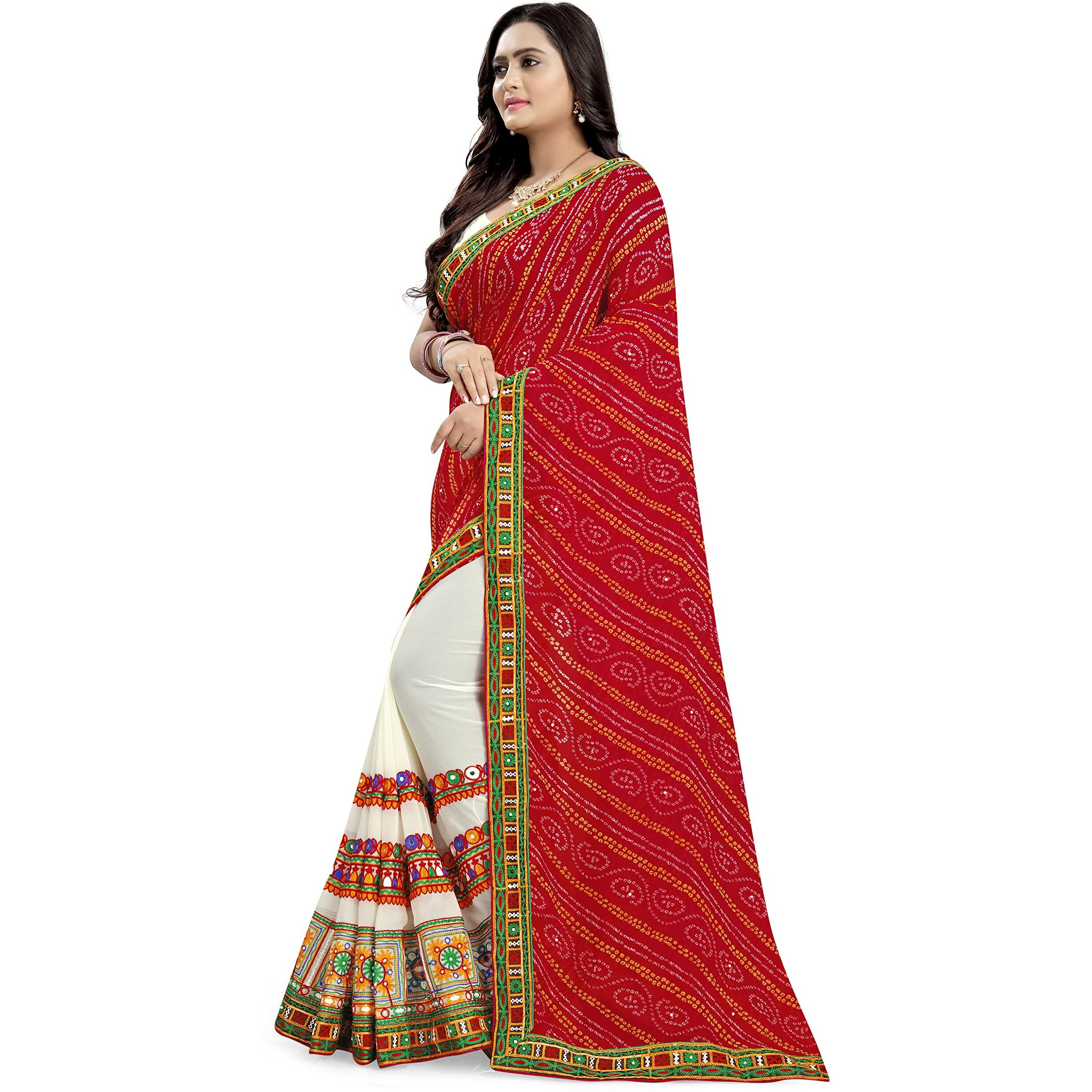arriva fab Womens Embroiderded Pure Georgette Saree With Blouse Piece (Riva932__Blue)