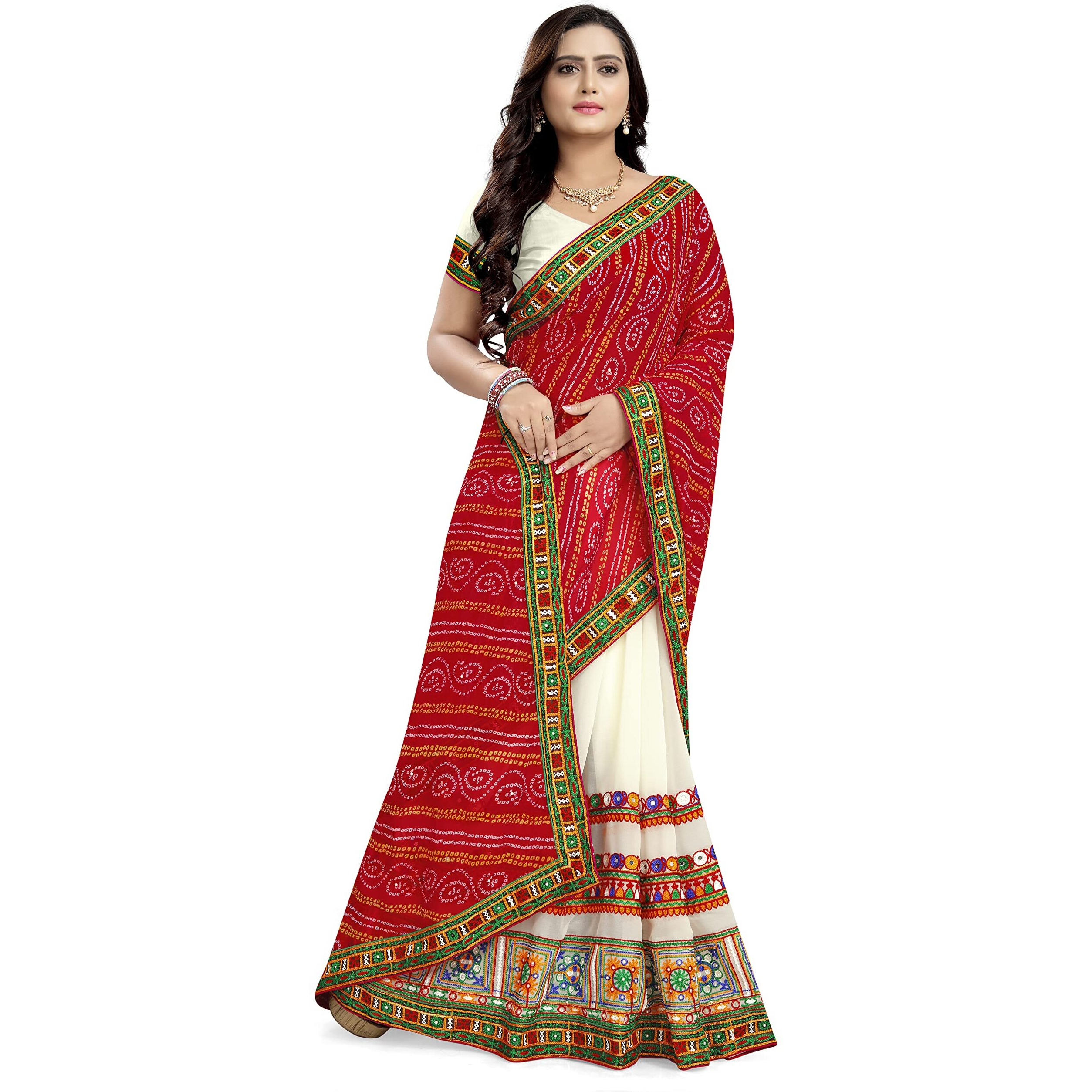 arriva fab Womens Embroiderded Pure Georgette Saree With Blouse Piece (Riva932__Blue)