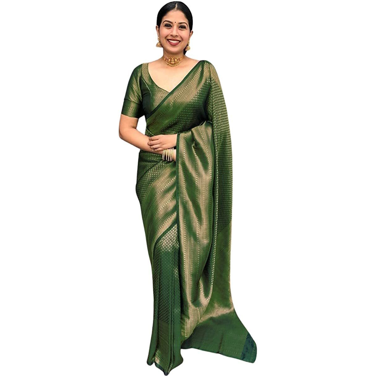 Yashika Womens Art Silk Standard Length Saree (Nistha Green