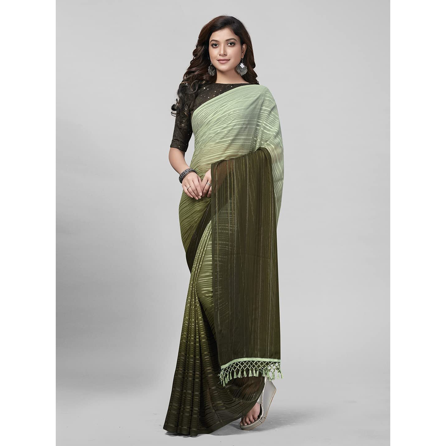 Pratham Blue Womens Silk Saree With Blouse Piece (PB-232_Olive Green)