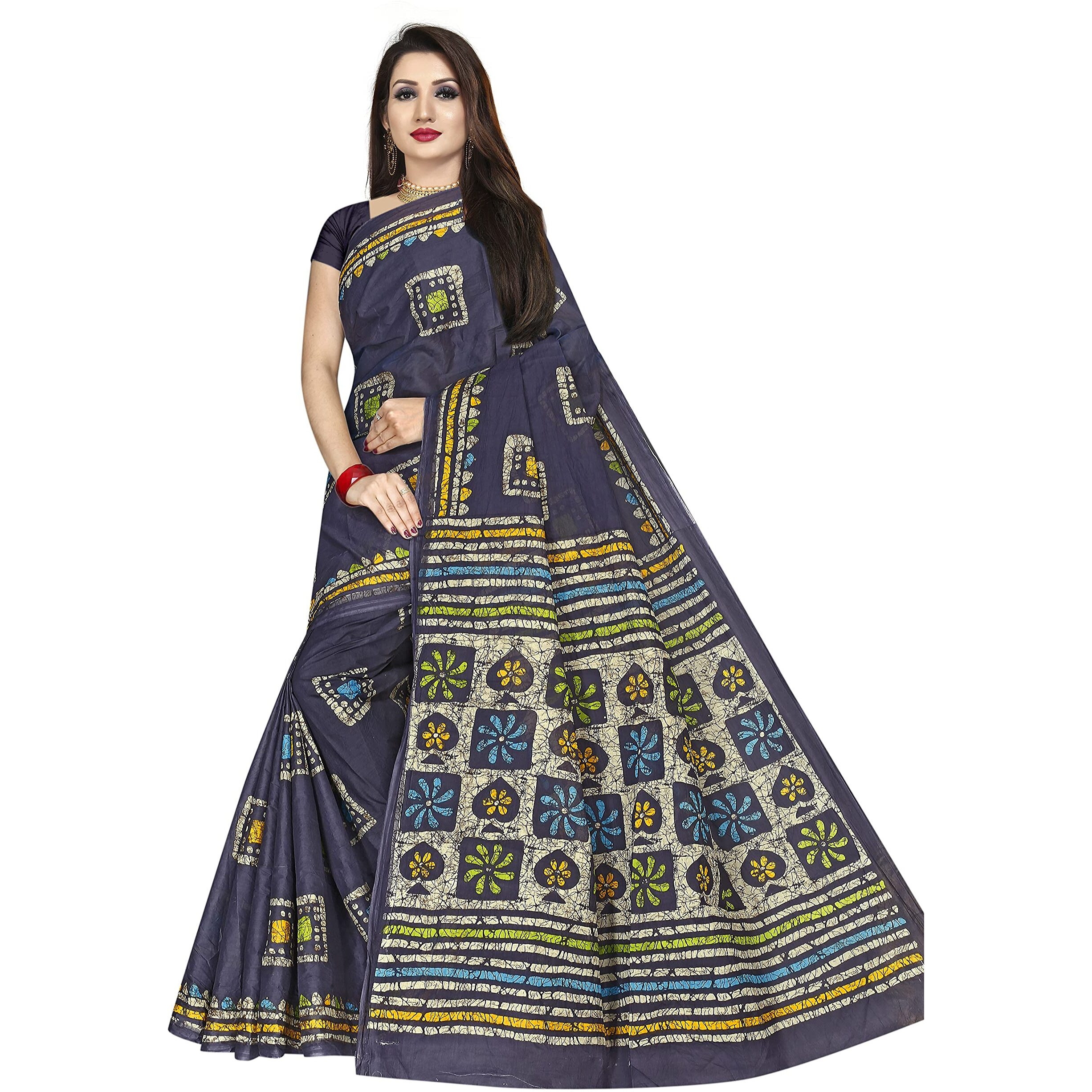 TAMAIRA FASHION Womens Plain Cotton Saree (AB2_Grey)