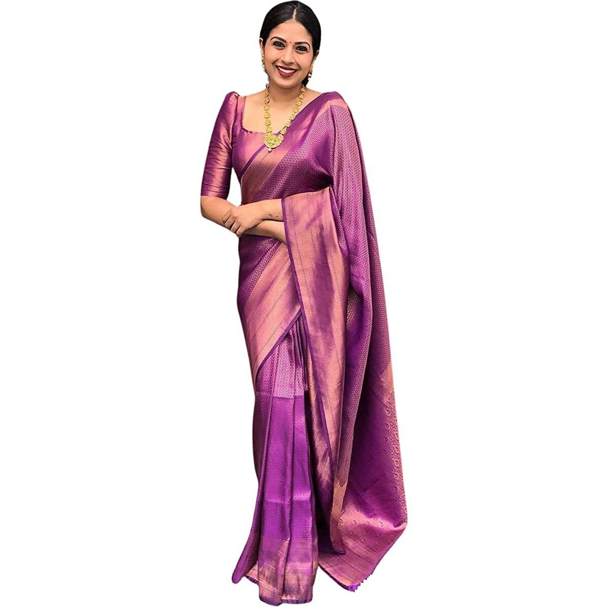 Yashika Womens Art Silk Standard Length Saree (Nistha Purple