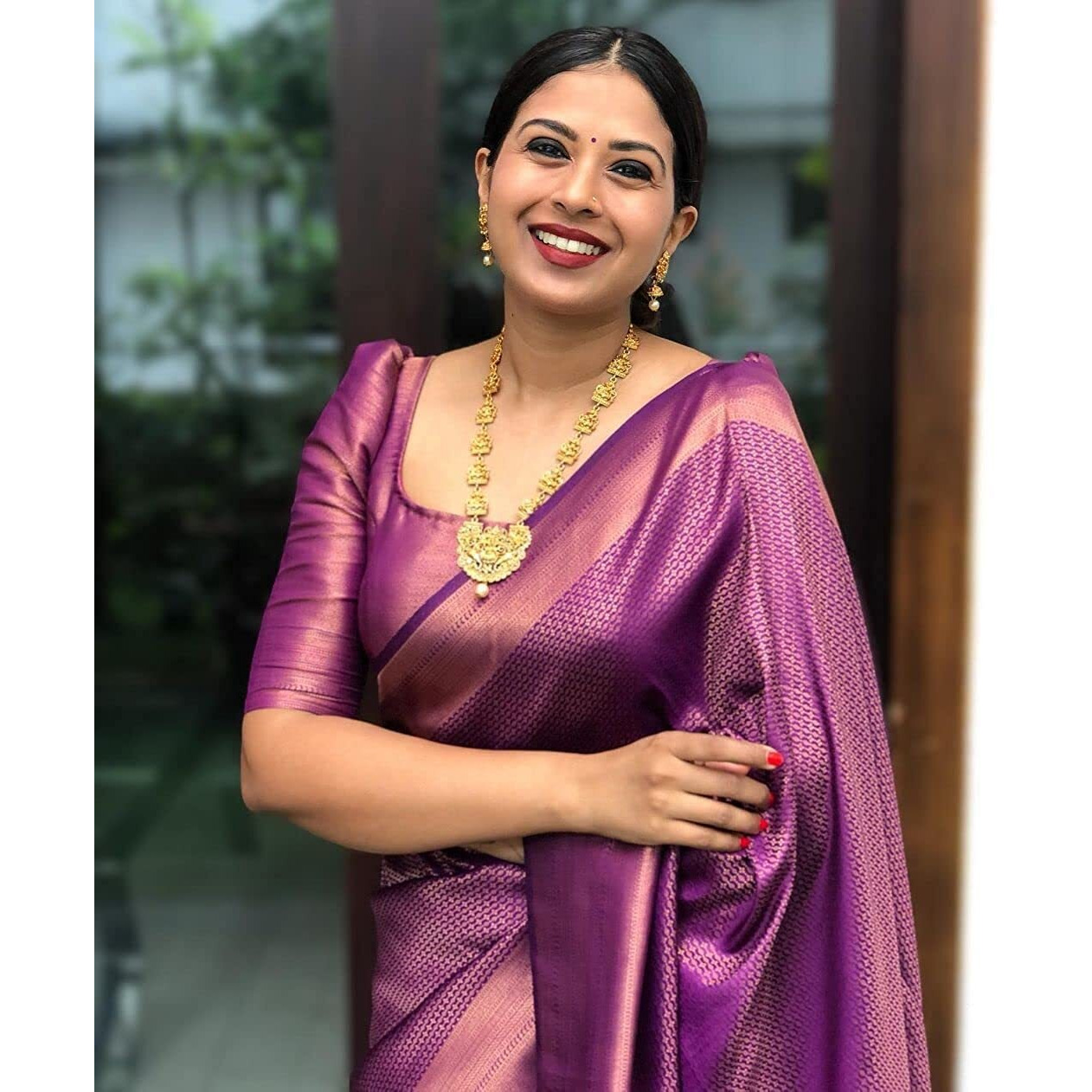 Yashika Womens Art Silk Standard Length Saree (Nistha Purple