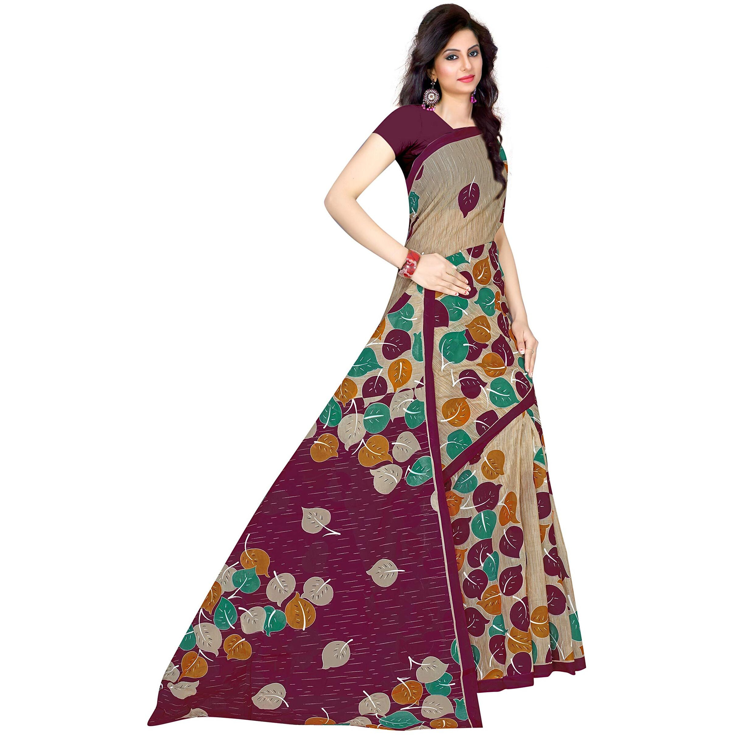 TAMAIRA FASHION Womens Cotton Saree Without Blouse Piece (2158_Magenta)