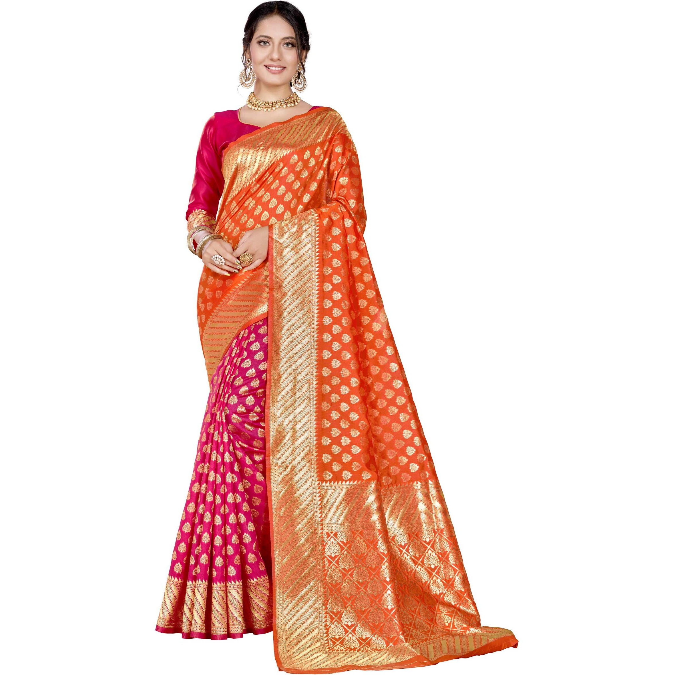Glory Sarees Womens Banarasi Saree (Glory_109_Orange)