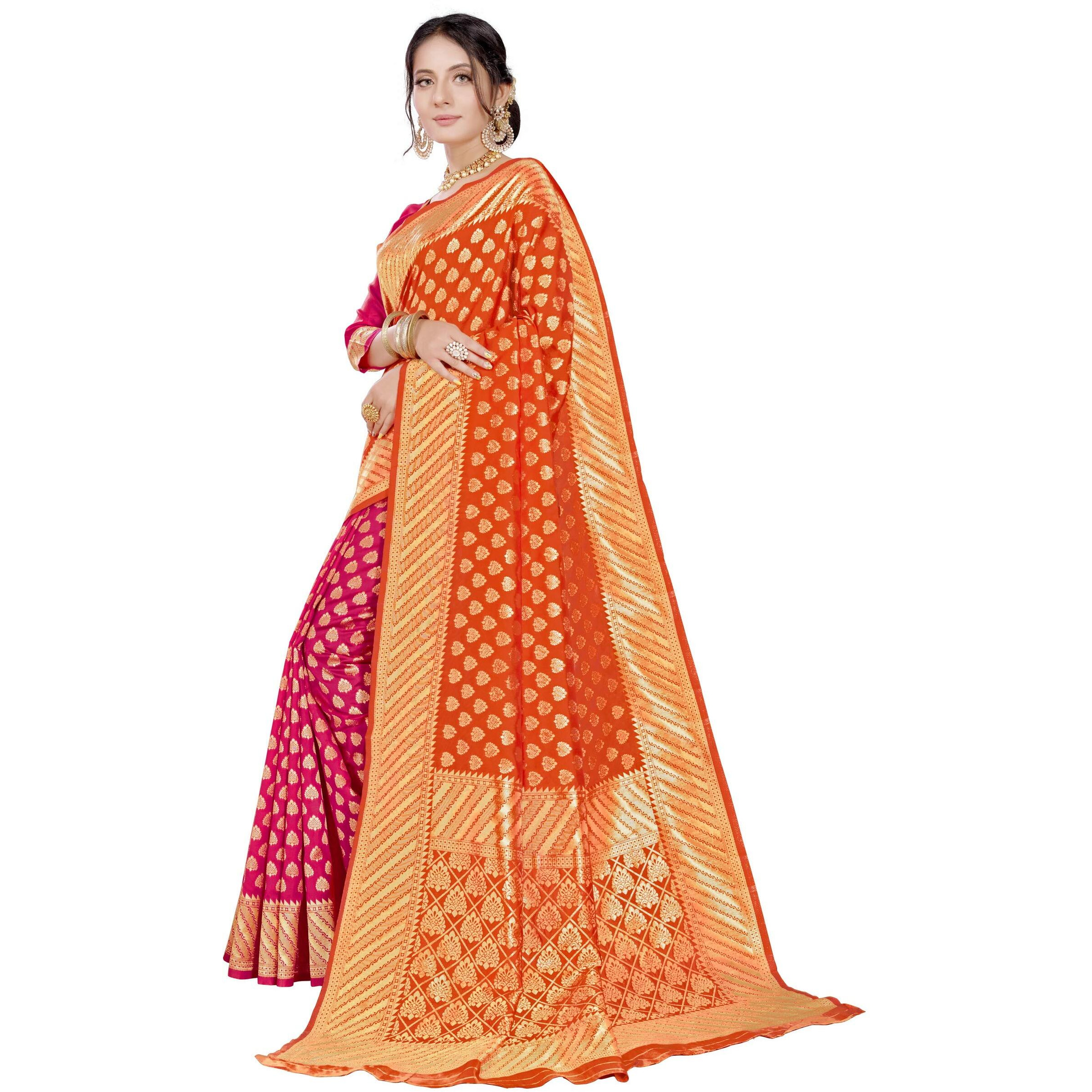 Glory Sarees Womens Banarasi Saree (Glory_109_Orange)