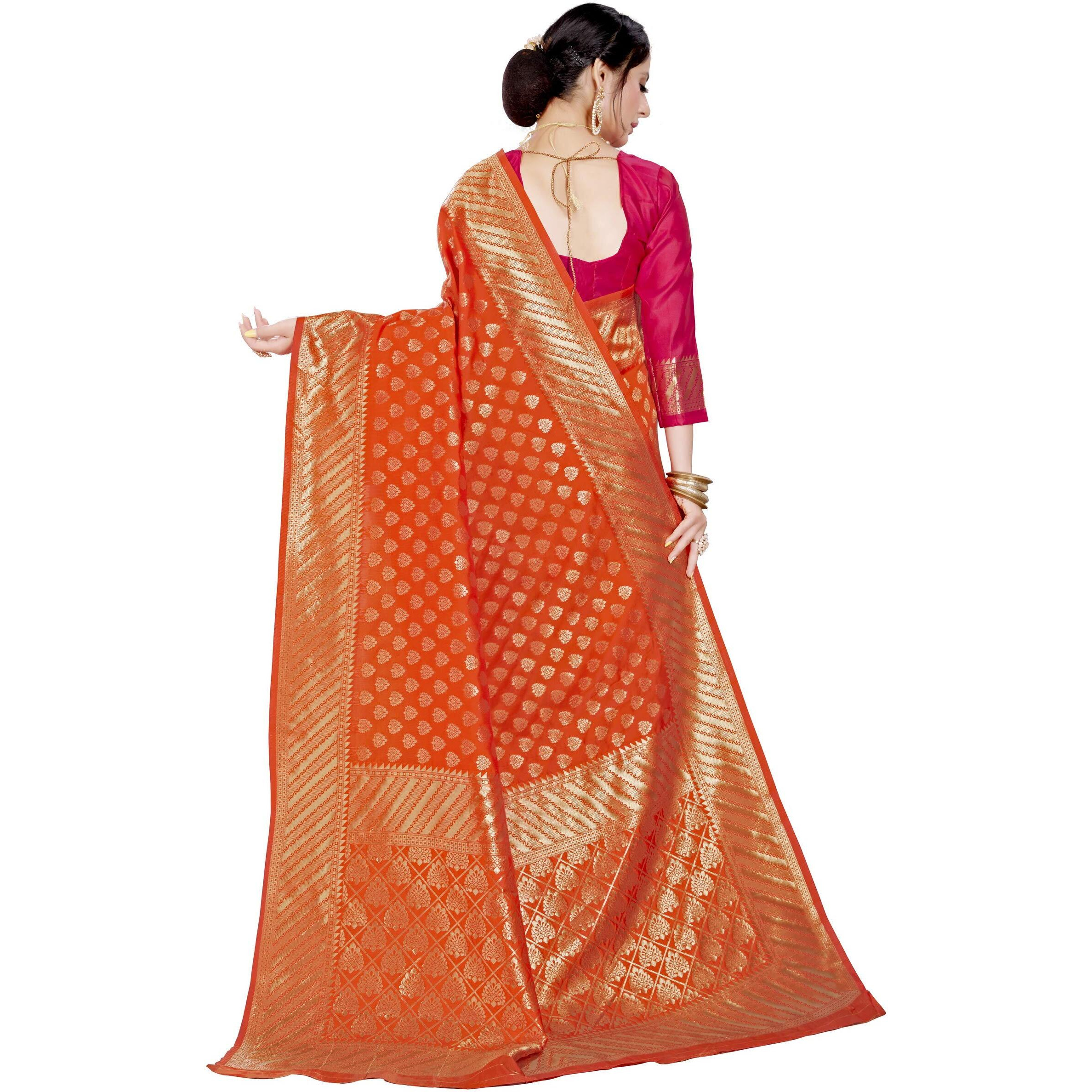 Glory Sarees Womens Banarasi Saree (Glory_109_Orange)