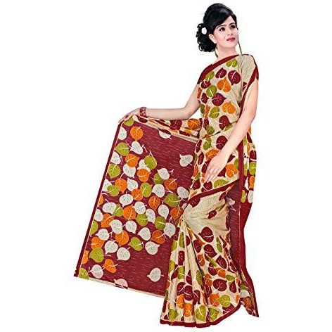 TAMAIRA FASHION Womens Cotton Saree Without Blouse Piece (2158_Maroon)