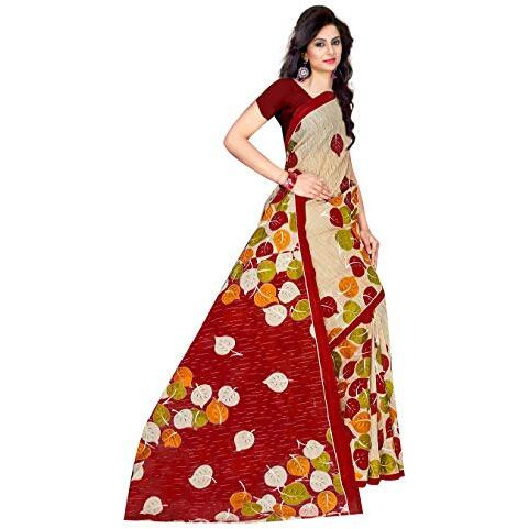 TAMAIRA FASHION Womens Cotton Saree Without Blouse Piece (2158_Maroon)