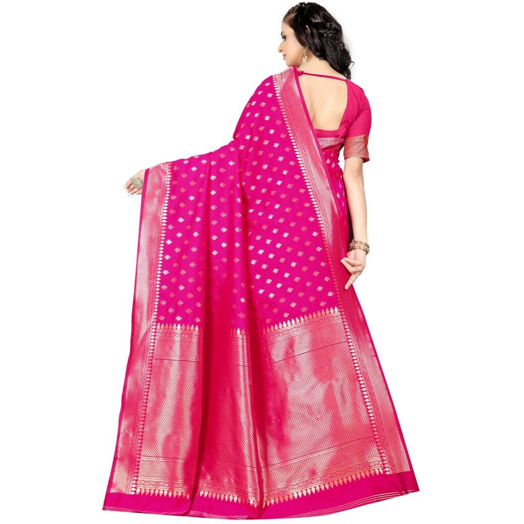 Sugathari Womens Banarasi Saree Pure Kanjivaram Silk Saree Soft new ladies 2023 Design Wear Pattu Sarees Latest Cotton Party Sari collections With Blouse Piece for Wedding sadi (SAM PARI-180 RANI)