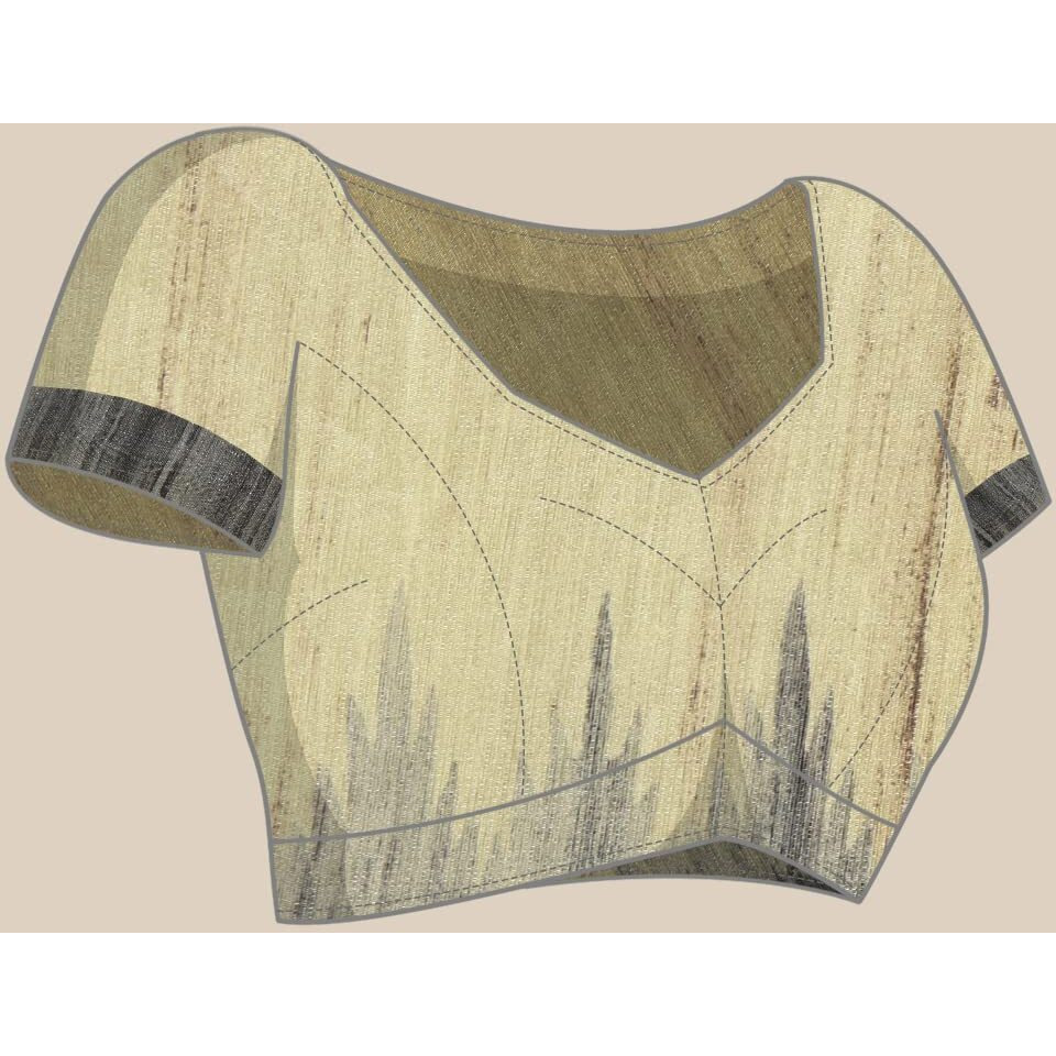 RANI SAAHIBA Womens Printed Art Tussar Silk Bhagalpuri Saree With Blouse Piece (SKR6710_Beige-Grey)
