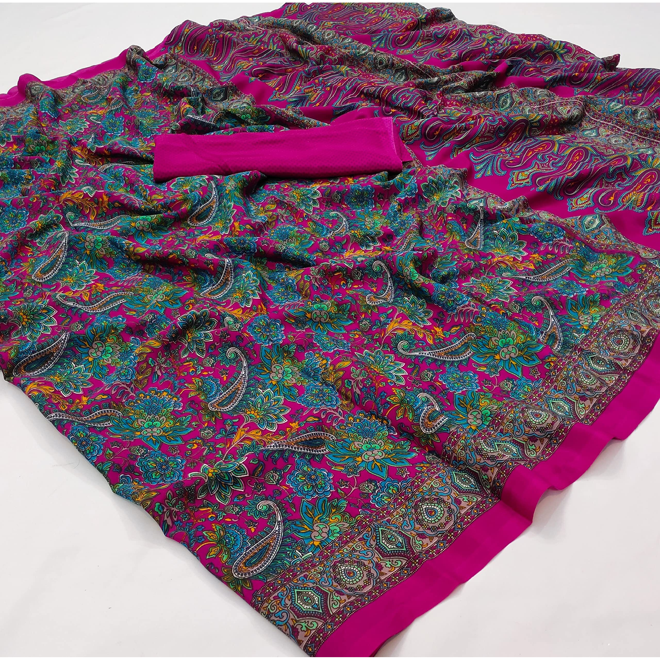 Vimla Womens Grey Crape Silk Uniform Saree with Blouse (6449_Grey)