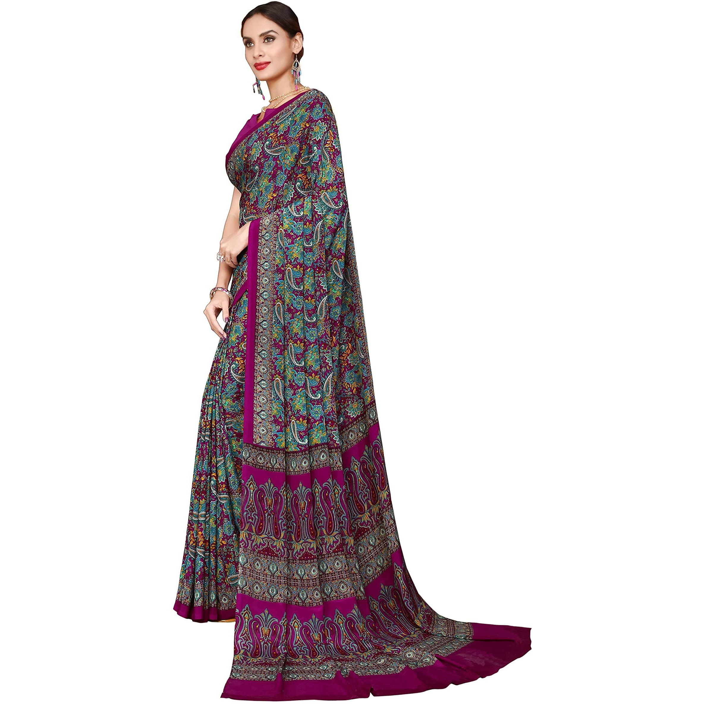 Vimla Womens Grey Crape Silk Uniform Saree with Blouse (6449_Grey)