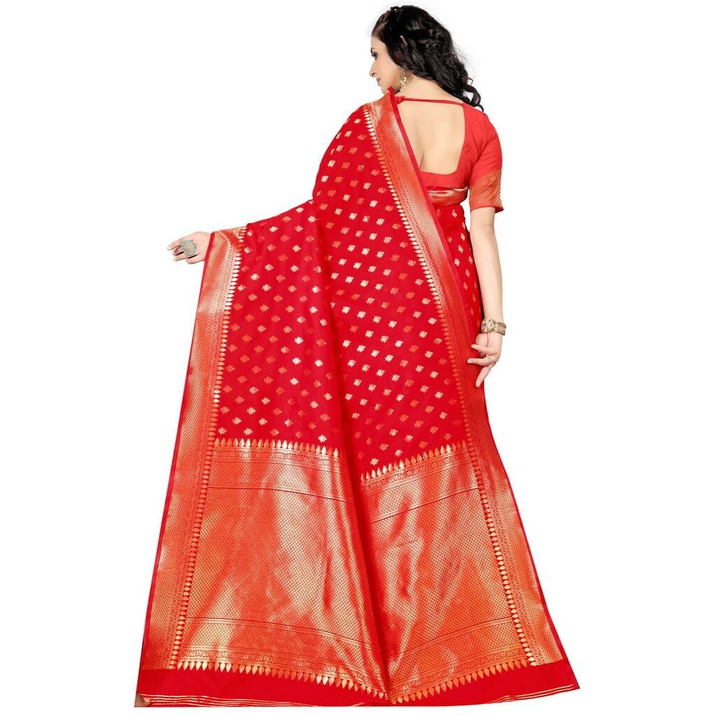 Sugathari Womens Banarasi Saree Pure Kanjivaram Silk Saree Soft new ladies 2023 Design Wear Pattu Sarees Latest Cotton Party Sari collections With Blouse Piece for Wedding sadi (SAM PARI-180 RED)