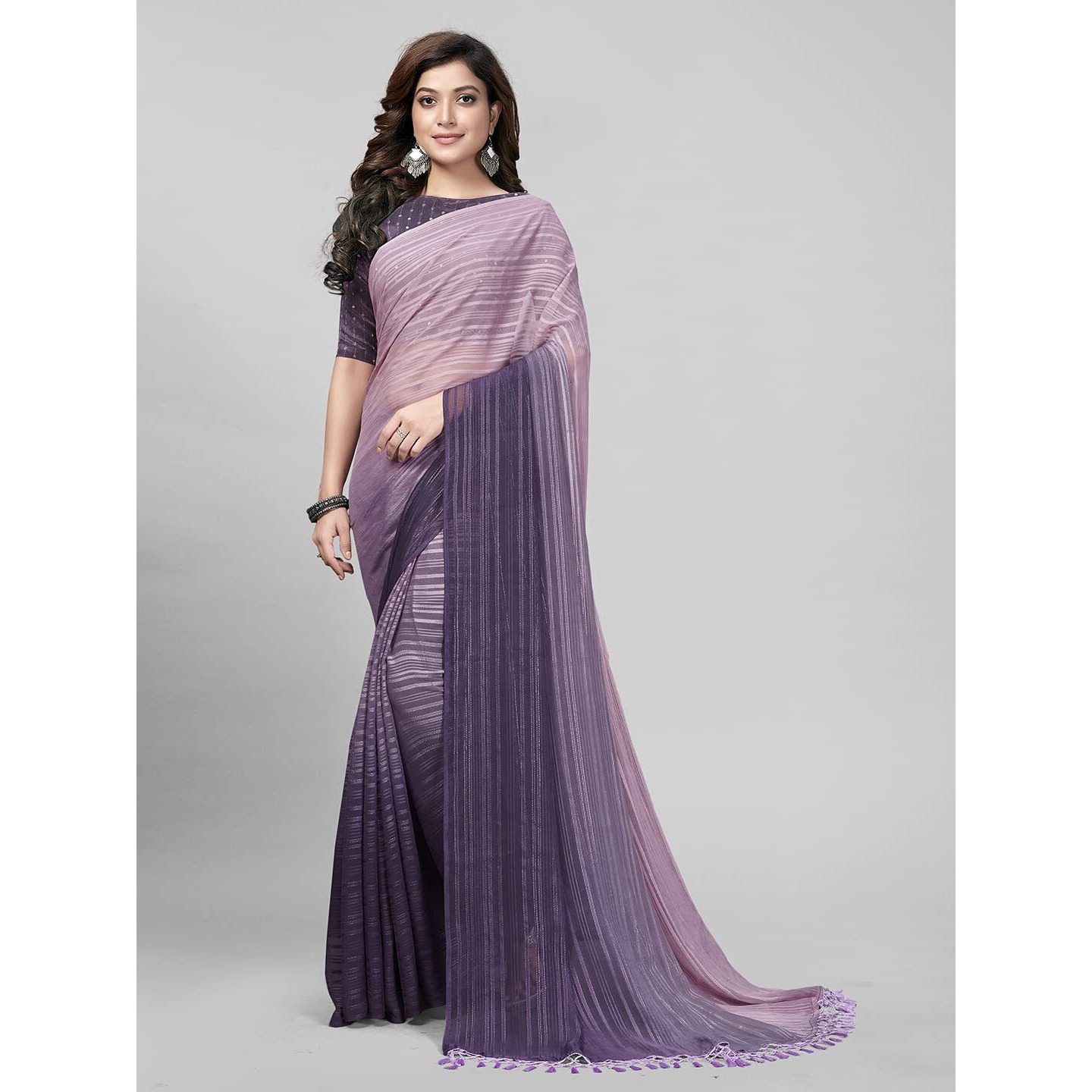 Pratham Blue Womens Silk Saree With Blouse Piece (PB-229_Purple)