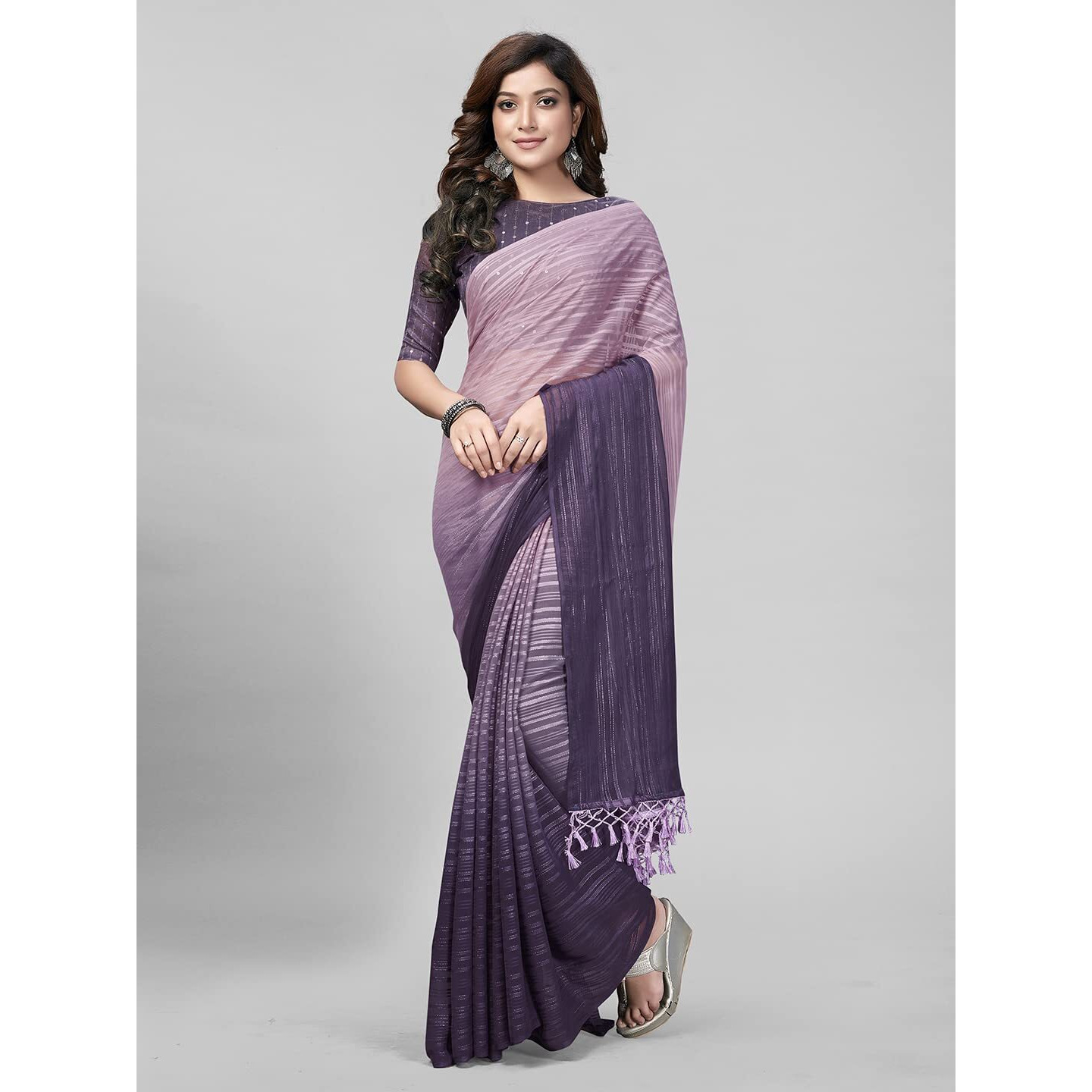 Pratham Blue Womens Silk Saree With Blouse Piece (PB-229_Purple)
