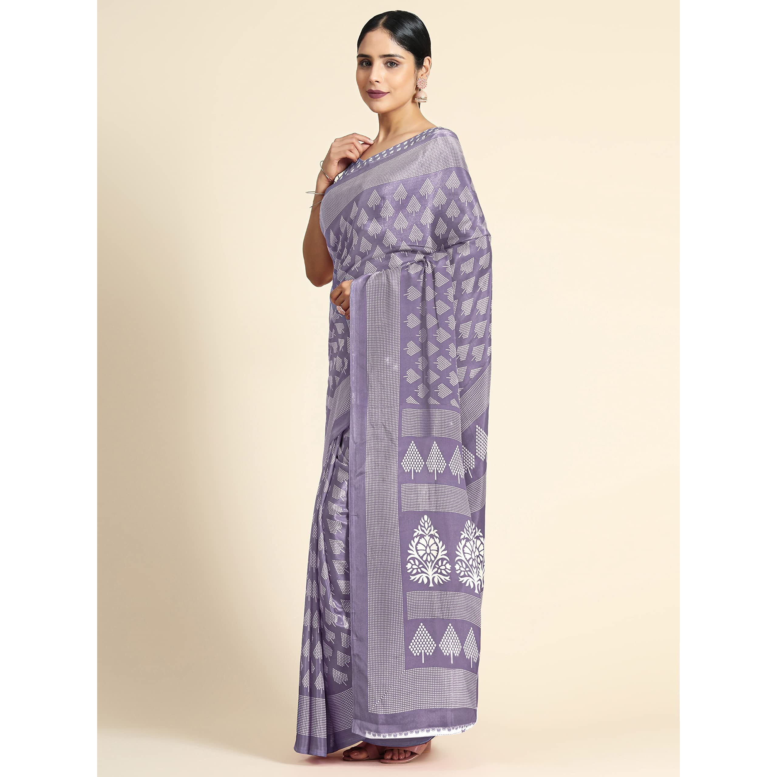 Jaanvi fashion Womens Ethnic Floral Crepe Silk Saree With Blouse (suhani-grey)