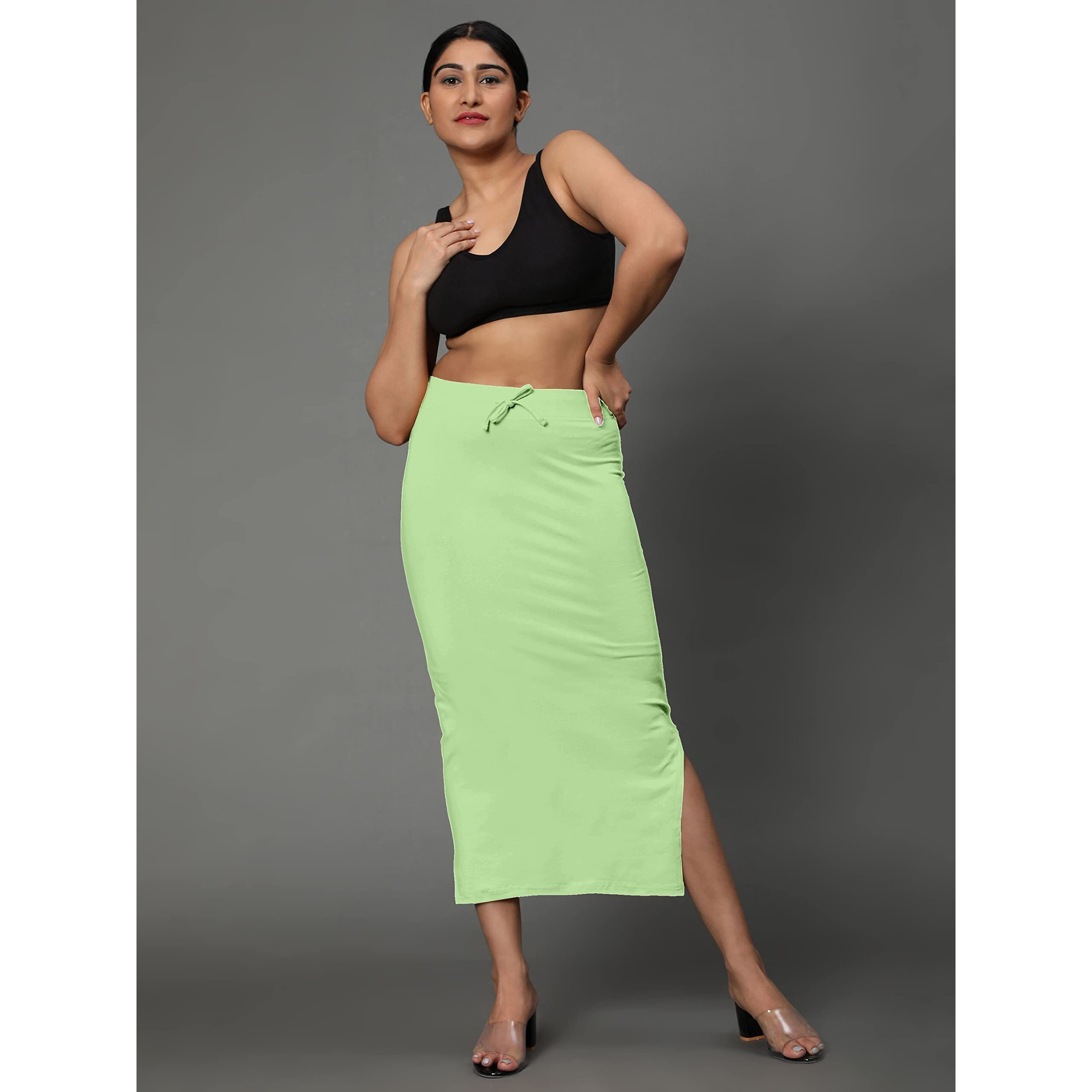 Jaanvi fashion Womens Cotton Mermaid Saree Shapewear,Petticoat,Skirt, Comfortwear (Mermaid-Moss-Green-s)