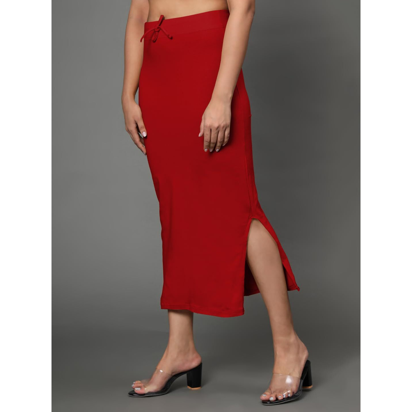 Jaanvi fashion Womens Cotton Mermaid Saree Shapewear,Petticoat,Skirt, Comfortwear (Mermaid-Cherry-red-m)