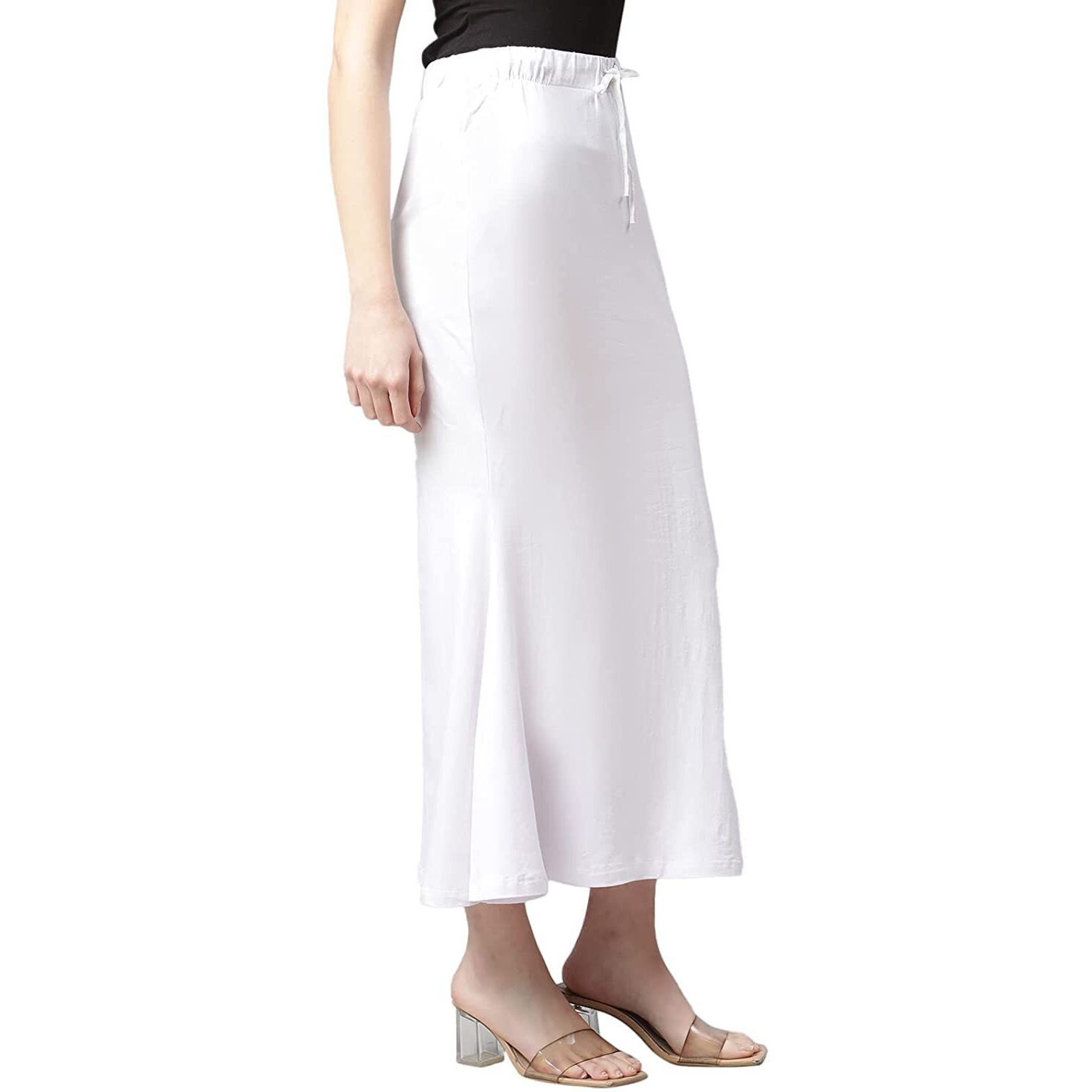 GRECIILOOKS Microfiber Saree Shapewear Petticoat for Women, Cotton Blended Shape Wear for Saree(White&Dark-Pink_M)